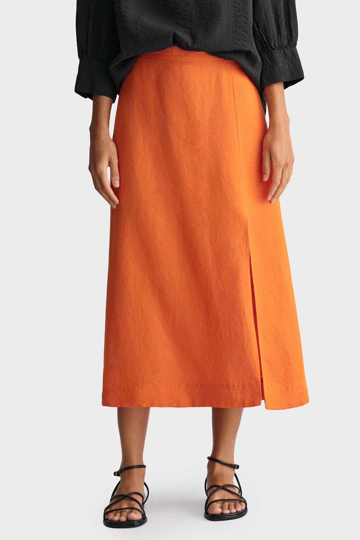 Женская оранжевая льняная юбка REL MIDI LINEN BLEND 1
