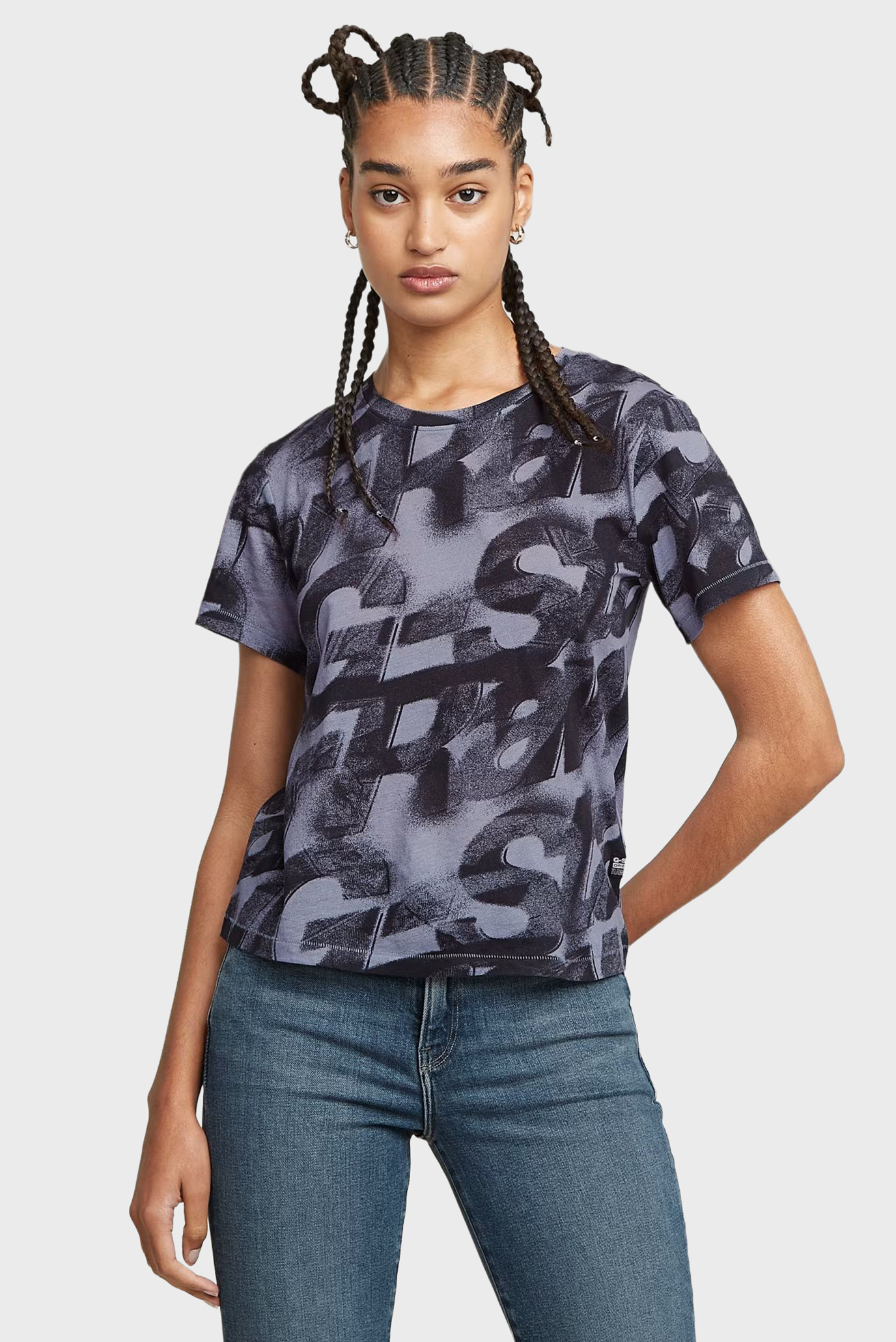 Женская синяя футболка с узором Sprayed letters Синий S G-Star RAW D26066,C565 Женская синяя футболка с узором Sprayed letters Синий S G-Star RAW D26066,C565