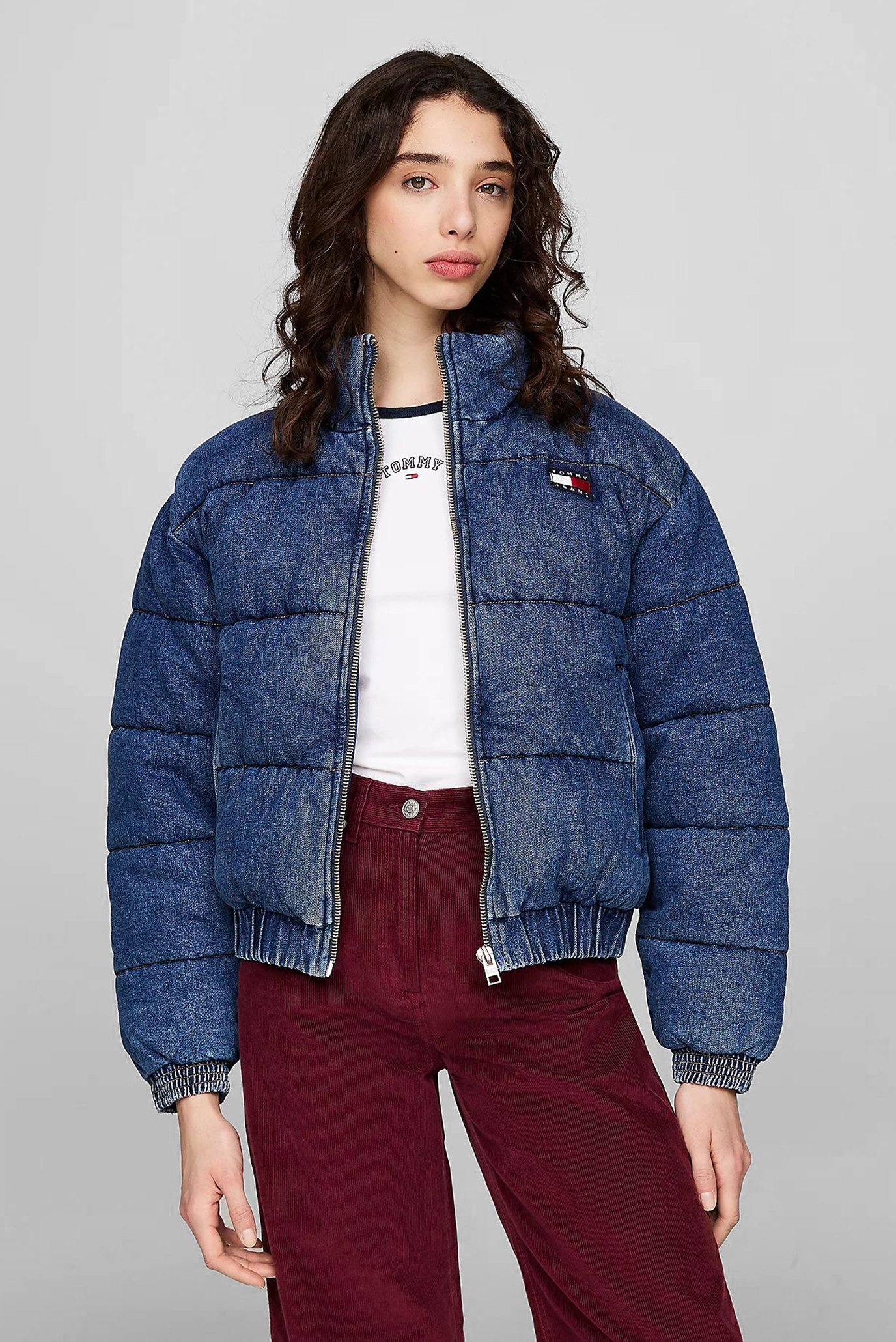 Женская синяя джинсовая куртка DENIM PUFFER 1