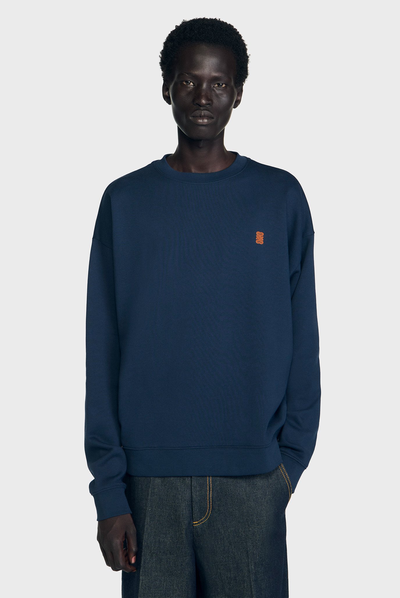 Мужской темно-синий свитшот Синий M Sandro SHPSW00748_Navy Blue Мужской темно-синий свитшот Синий M Sandro SHPSW00748_Navy Blue