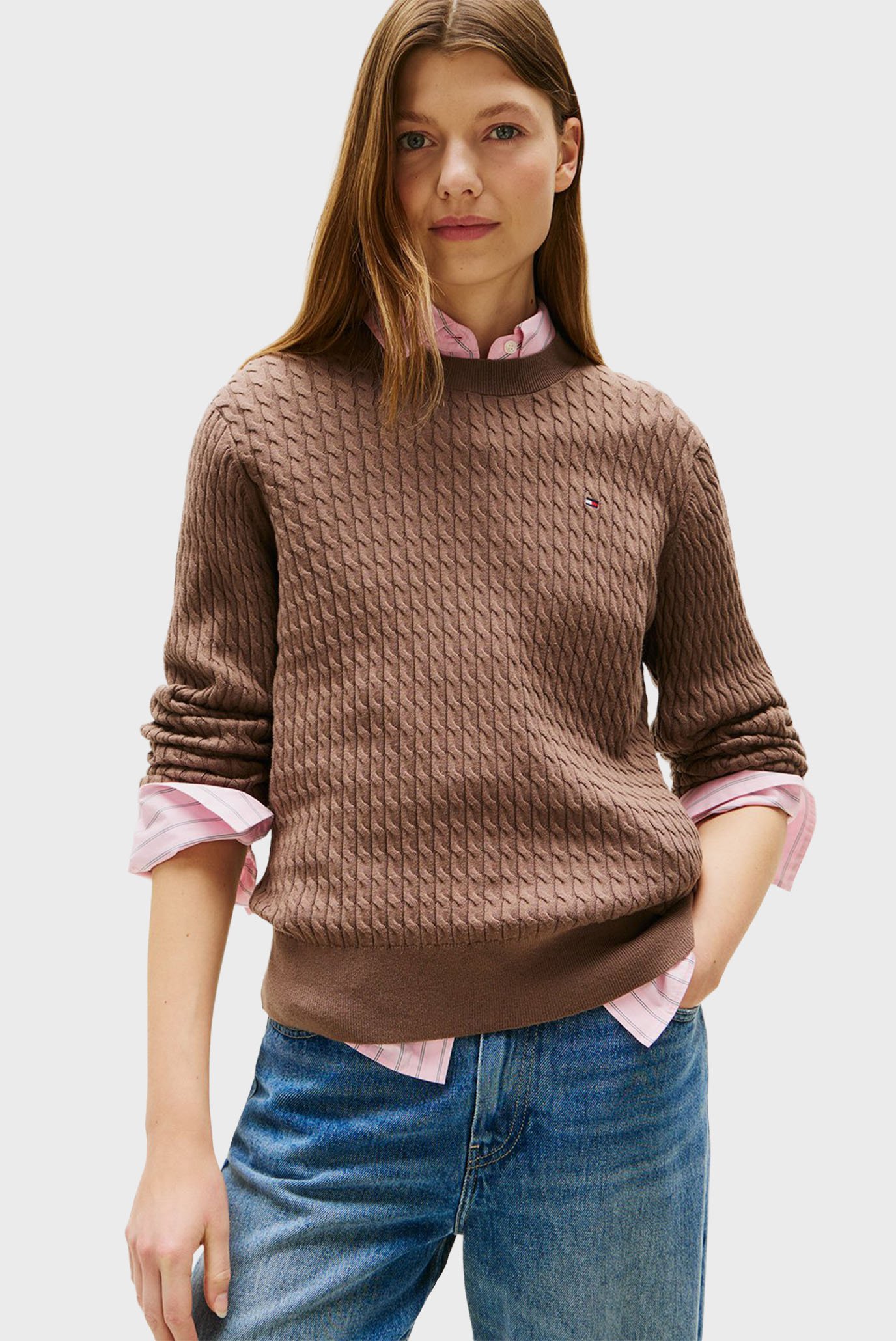Женский коричневый джемпер Коричневый L Tommy Hilfiger WW0WW44993 Женский коричневый джемпер Коричневый L Tommy Hilfiger WW0WW44993