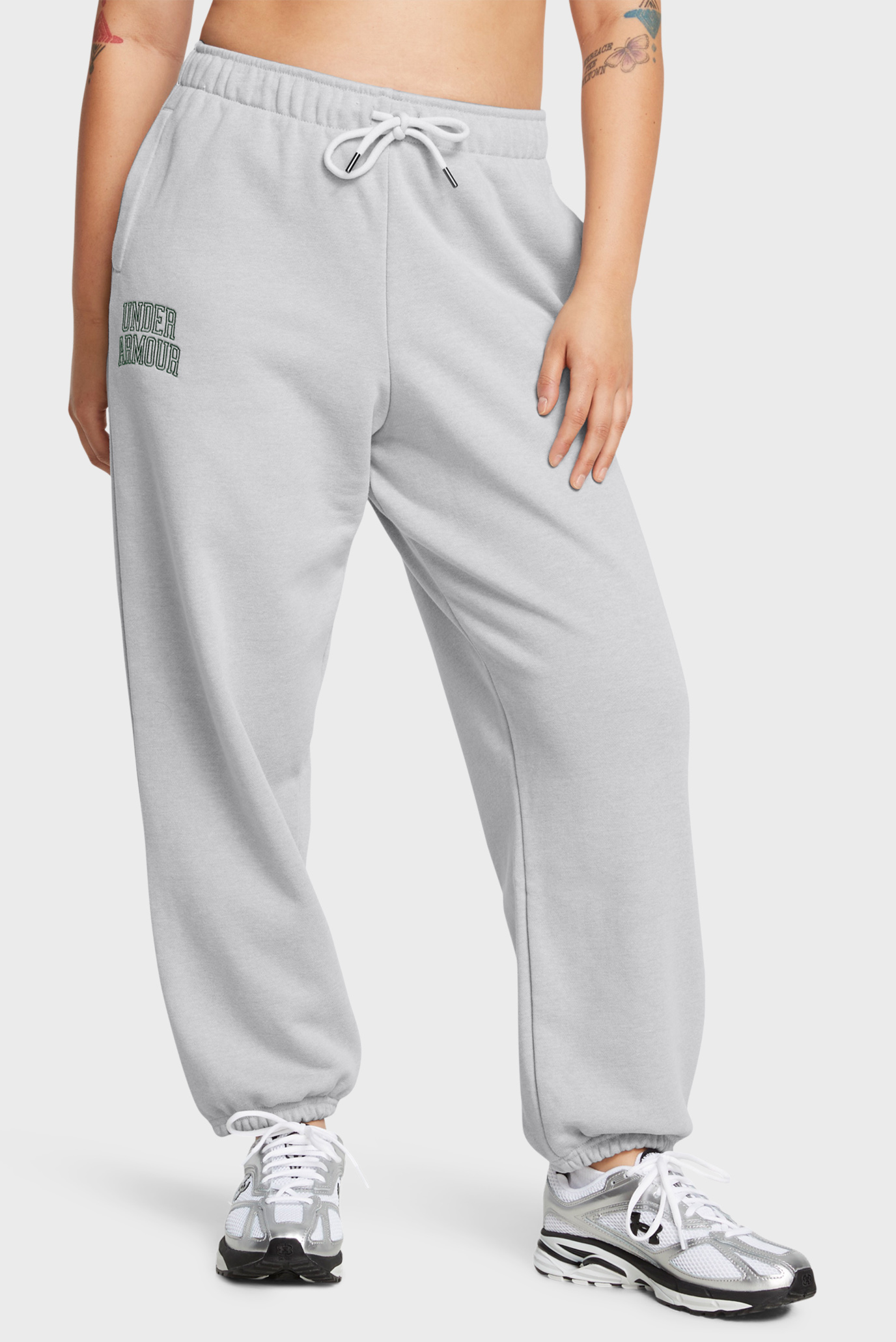 Женские серые спортивные брюки UA Icon HWT Terry OS Pant 1