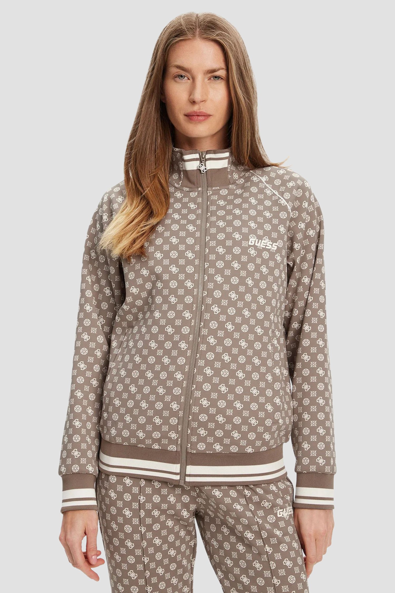 Женская бежевая спортивная кофта с узором Бежевый M Guess V5YQ03.KB212;P8HI Женская бежевая спортивная кофта с узором Бежевый M Guess V5YQ03.KB212;P8HI