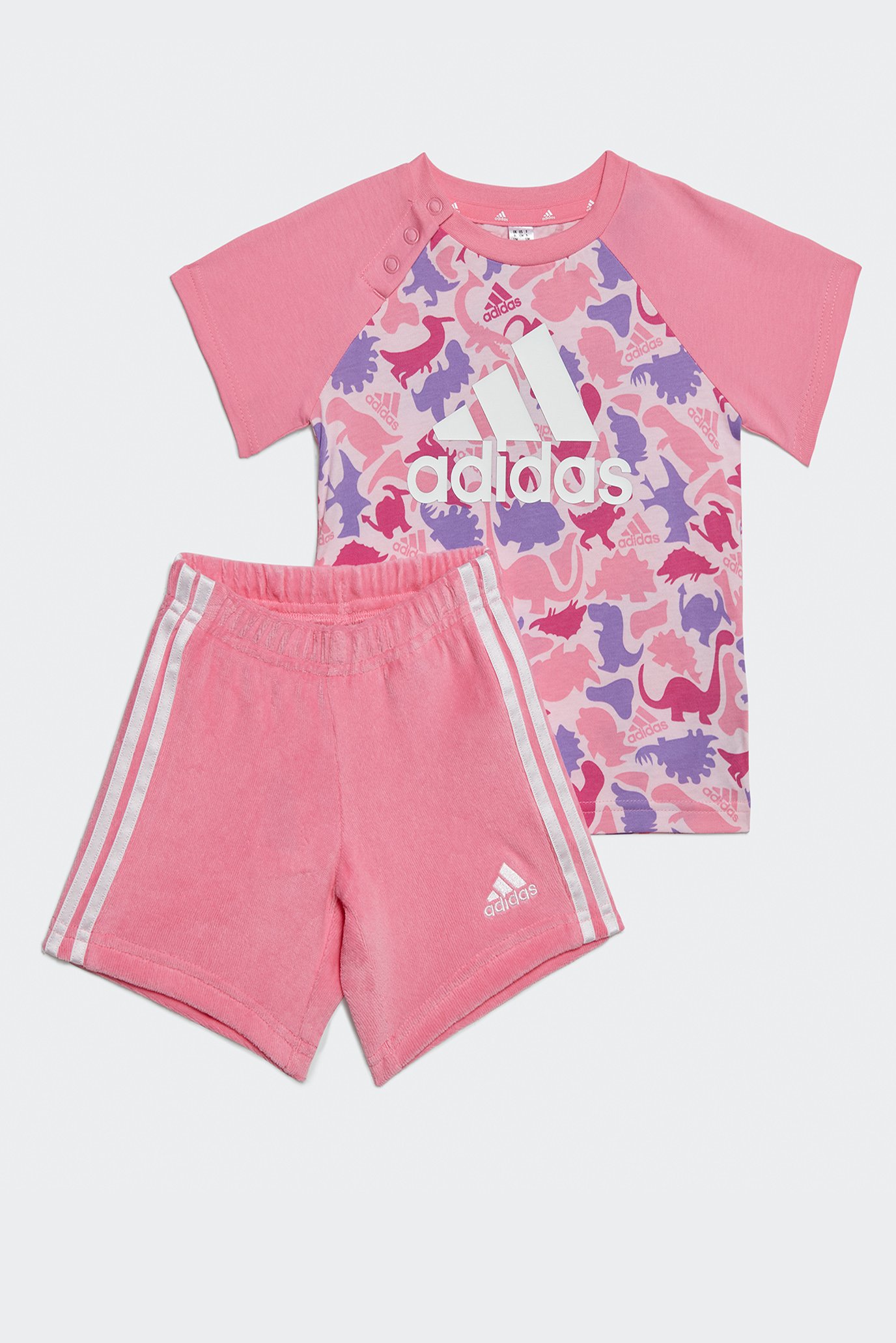 Детский розовый комплект одежды (футболка, шорты) Dino Camo Allover Print 1