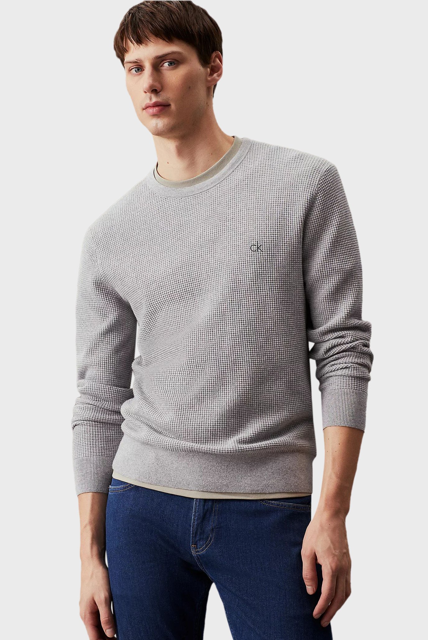 Чоловічий сірий джемпер WAFFLE STRUCTURE SWEATER 1