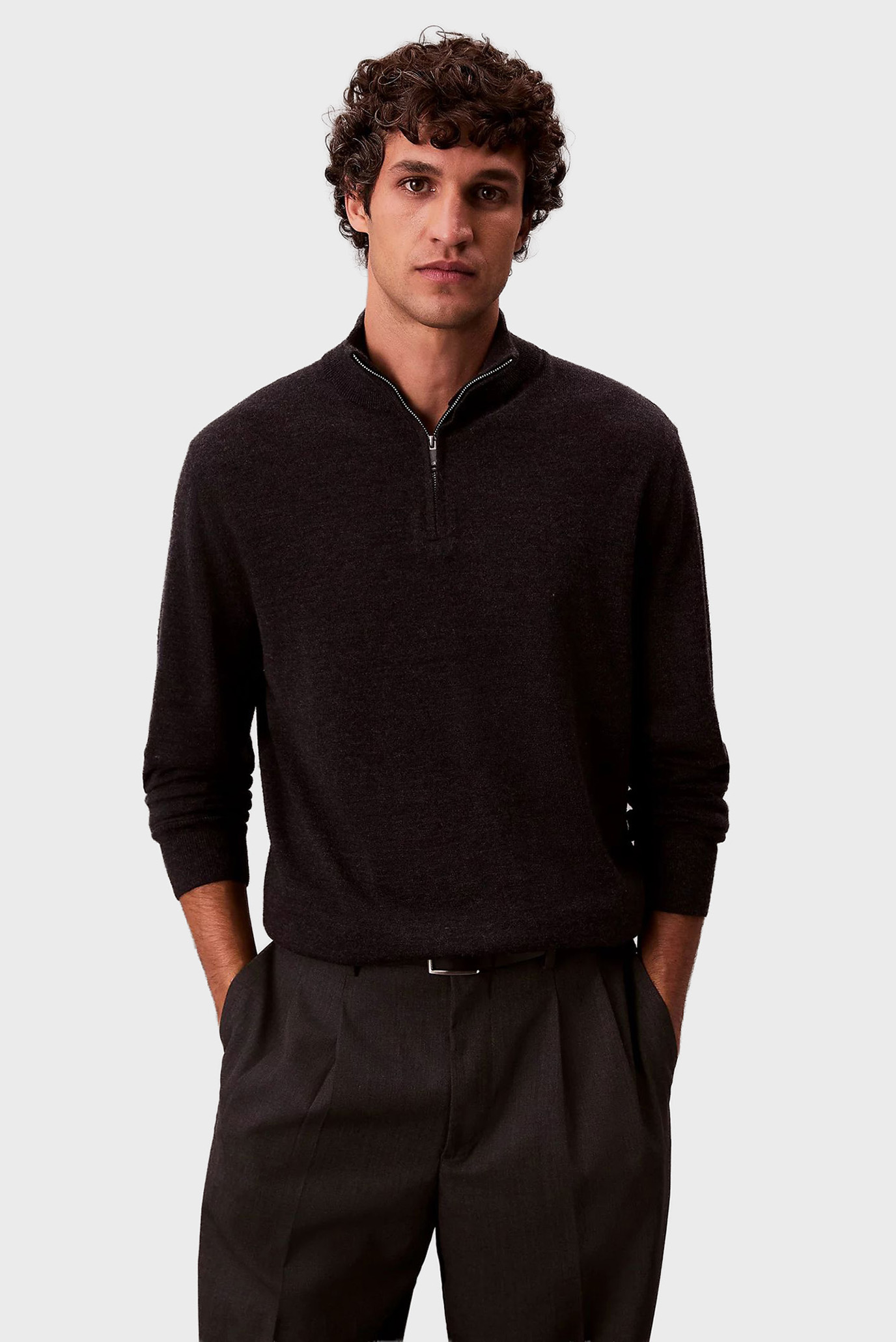 Мужская темно-серая шерстяная кофта LS MERINO Серый L Calvin Klein LV04LD318G Мужская темно-серая шерстяная кофта LS MERINO Серый L Calvin Klein LV04LD318G