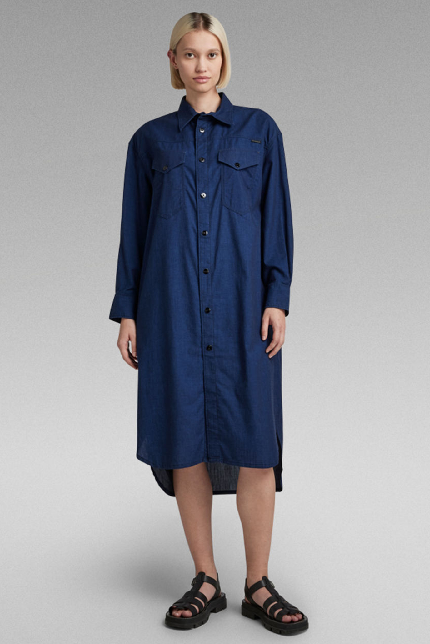 Жіноча темно-синя сукня Long Western Shirt Dress EV 1