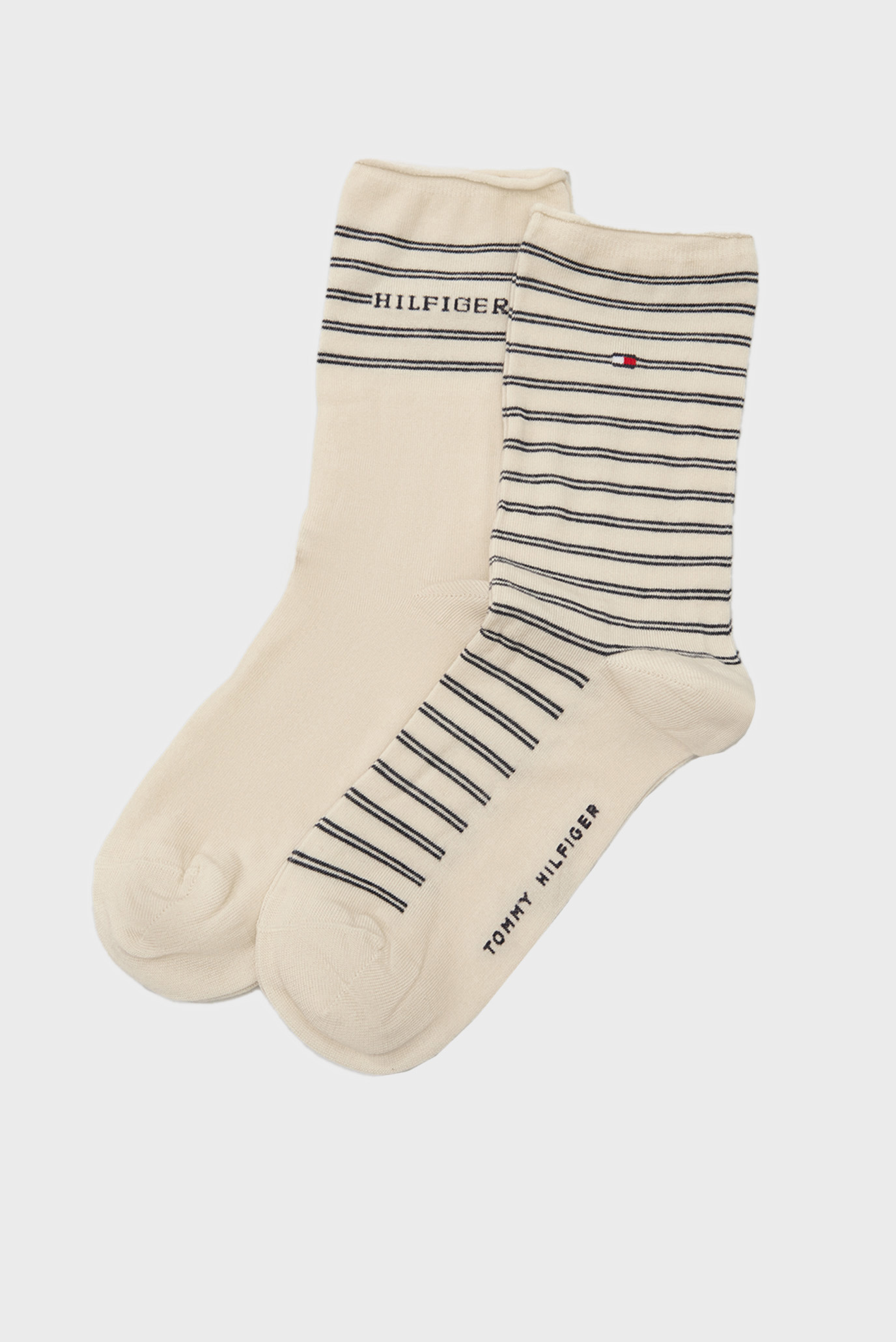 Женские белые носки в полоску (2 пары) TH WOMEN  SOCK 2P LOGO STRIPE 1