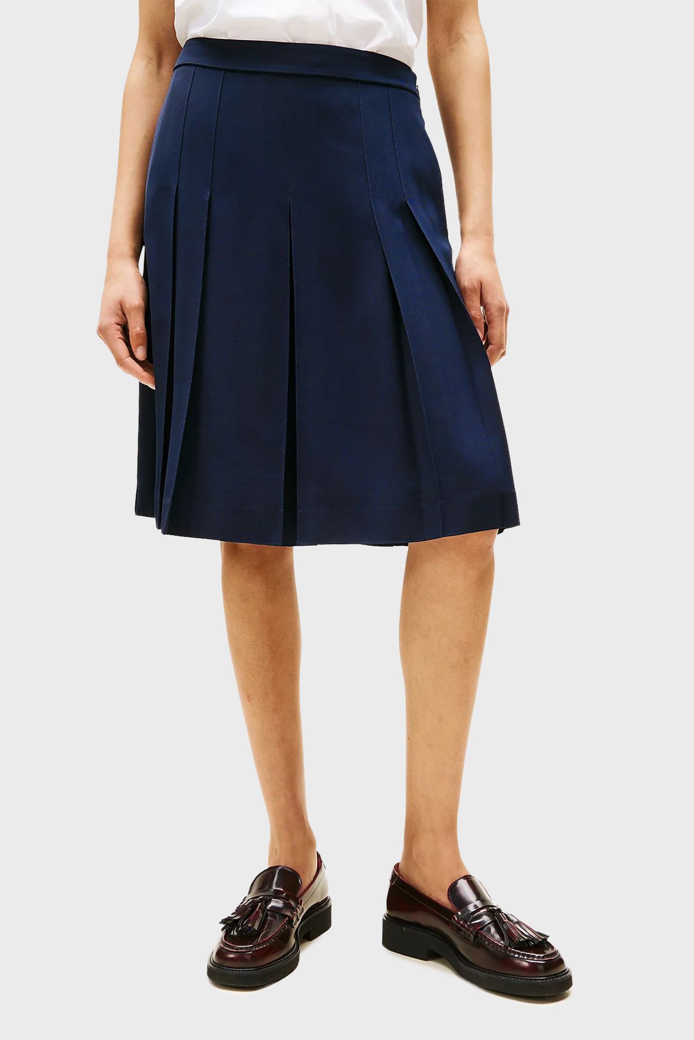 Женская темно-синяя плиссированная юбка TWILL PLEATED Синий L Tommy Hilfiger WW0WW46796 Женская темно-синяя плиссированная юбка TWILL PLEATED Синий L Tommy Hilfiger WW0WW46796