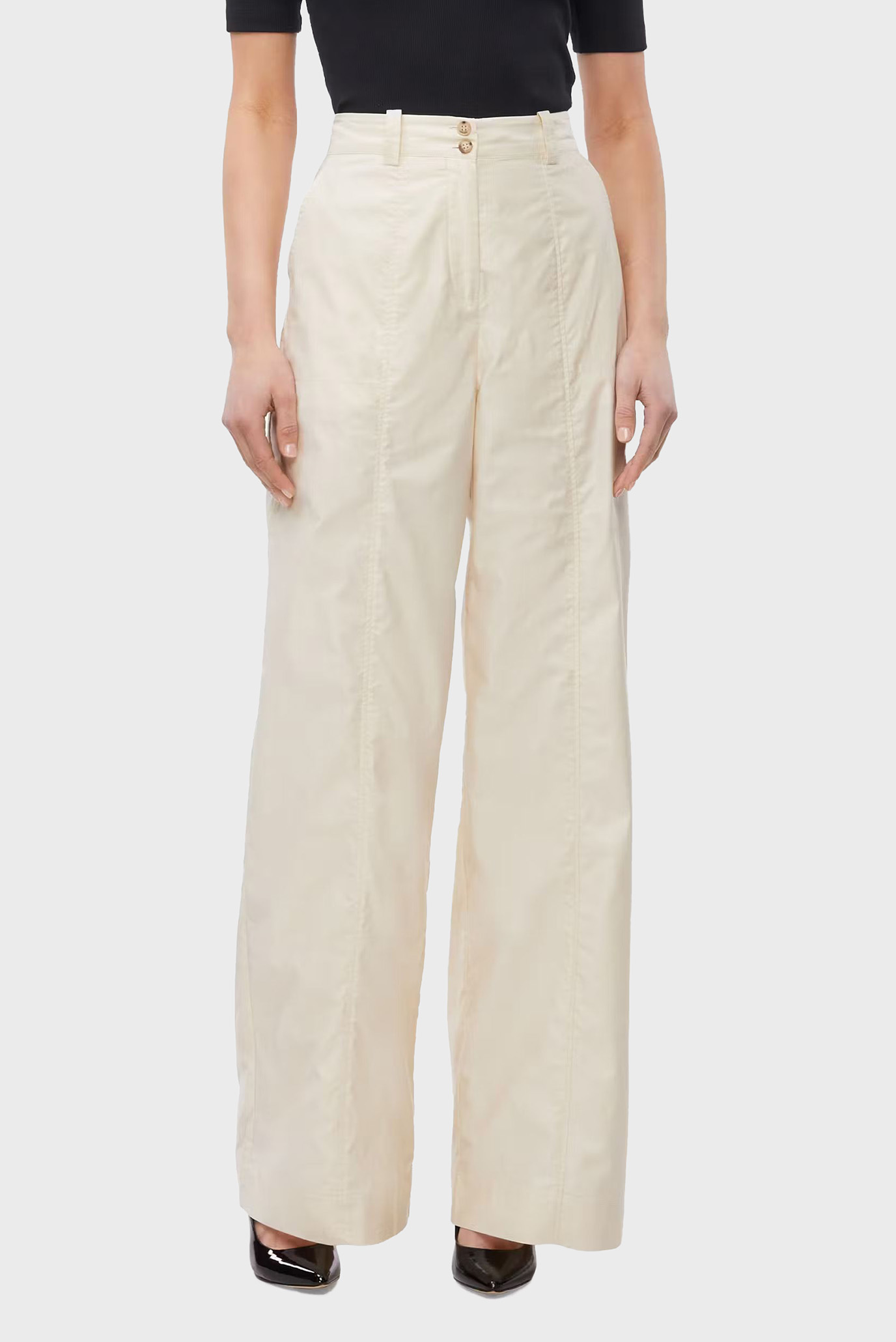 Женские бежевые брюки SHINY COTTON WIDE LEG PANT 1