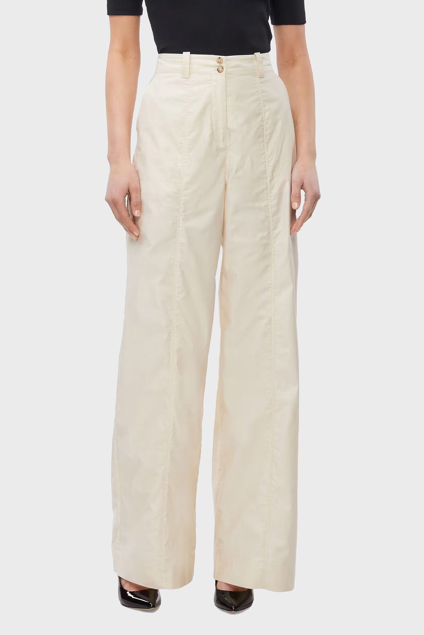 Жіночі бежеві брюки SHINY COTTON WIDE LEG PANT 1