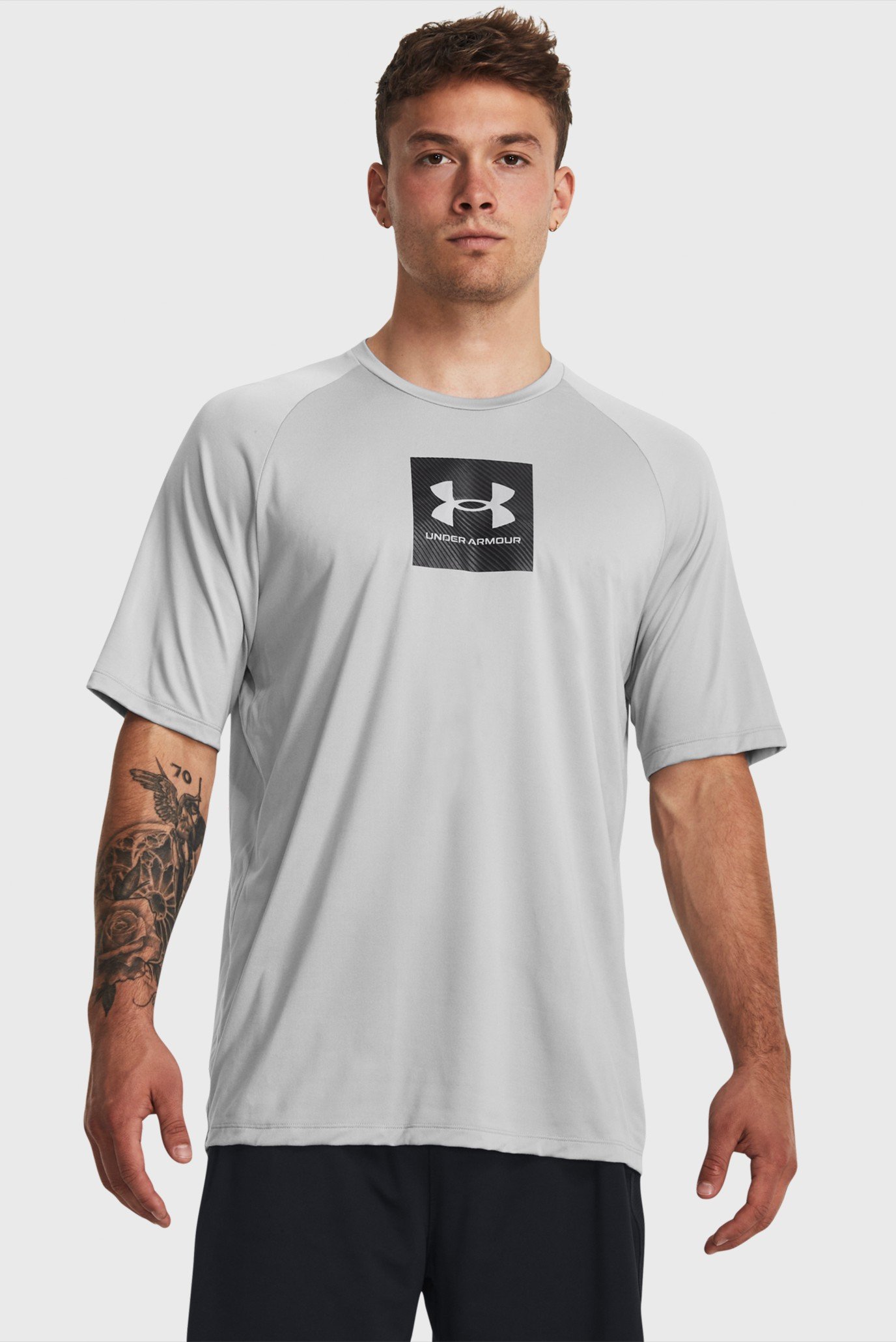 Мужская серая футболка UA Tech Prt Fill SS 1