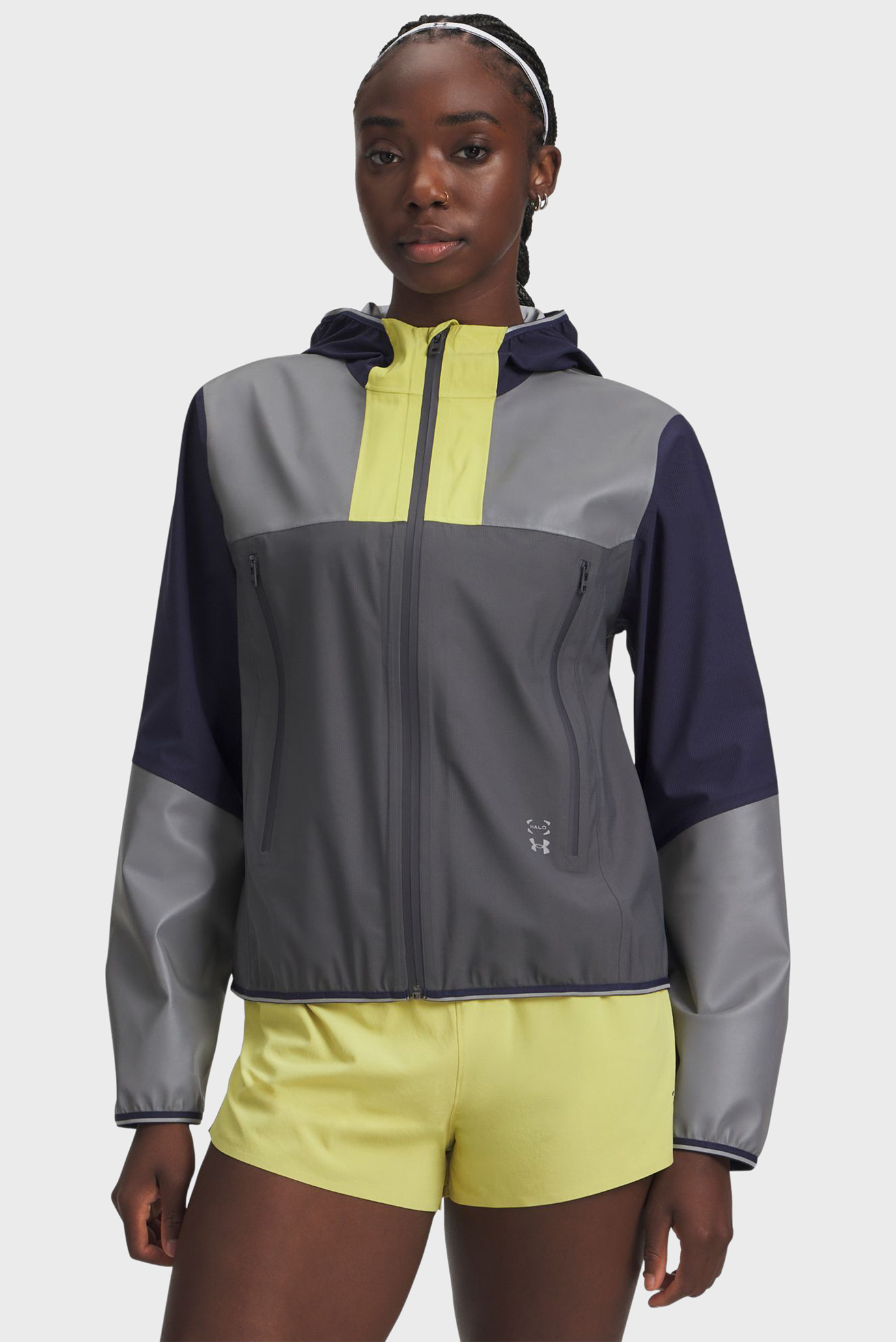 Женская серая ветровка UA Halo Run Jacket Серый M Under Armour 6007040-025 Женская серая ветровка UA Halo Run Jacket Серый M Under Armour 6007040-025
