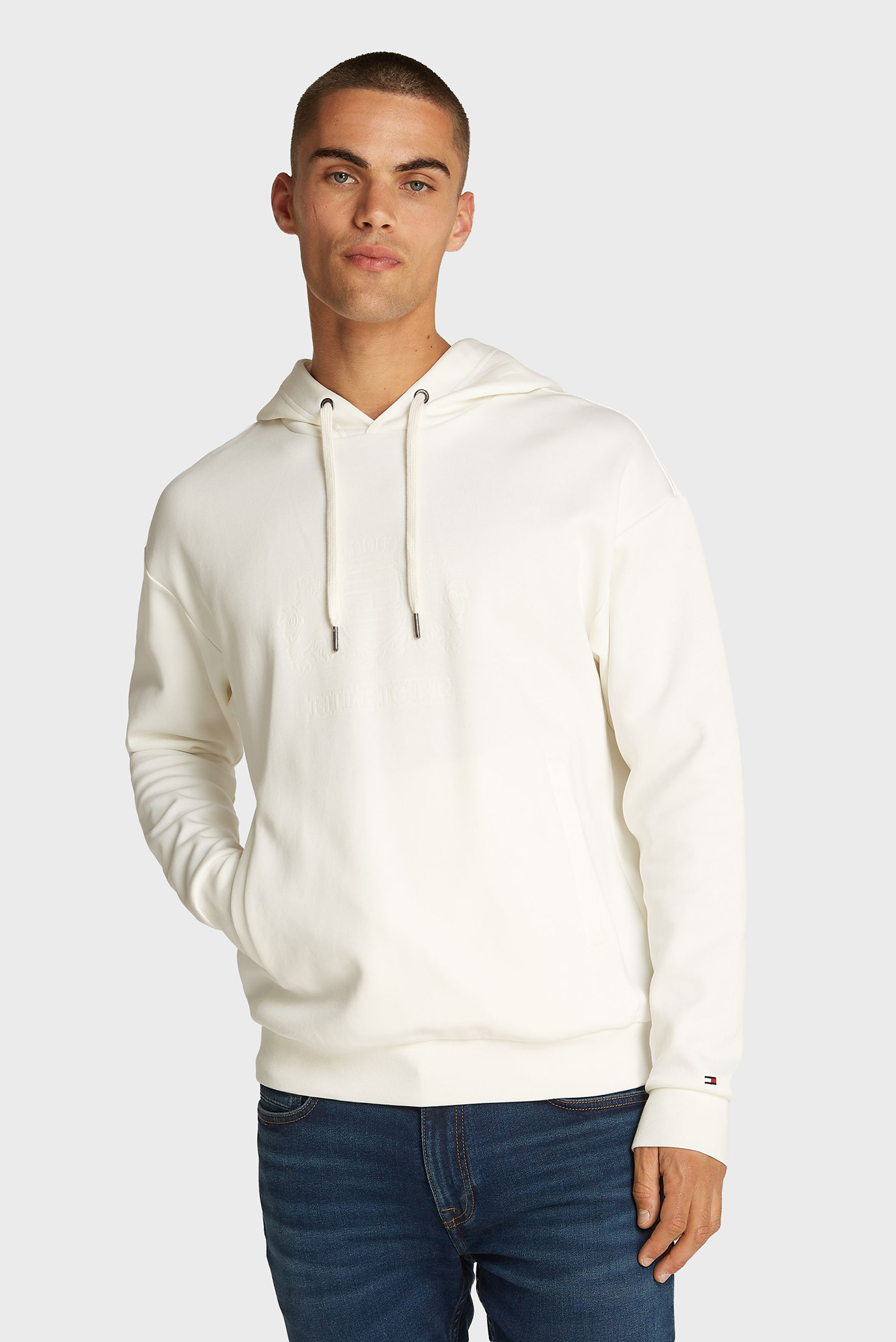 Мужское белое худи EMBOSSED HILFIGER Белый L Tommy Hilfiger MW0MW37459 Мужское белое худи EMBOSSED HILFIGER Белый L Tommy Hilfiger MW0MW37459