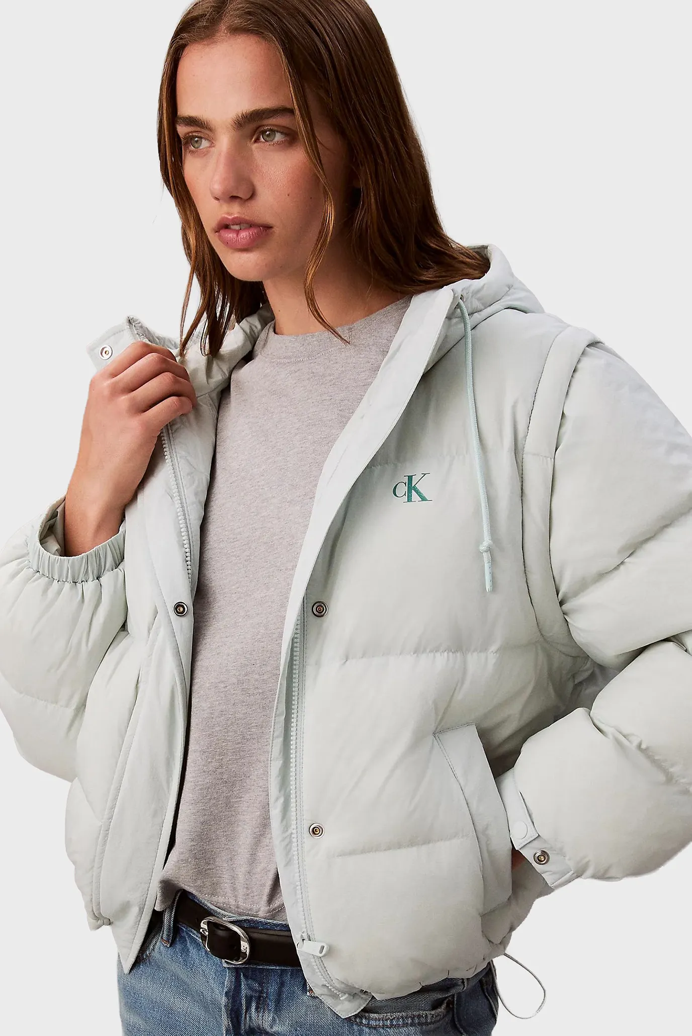 Женский голубой пуховик 2в1 DETACHABLE 5