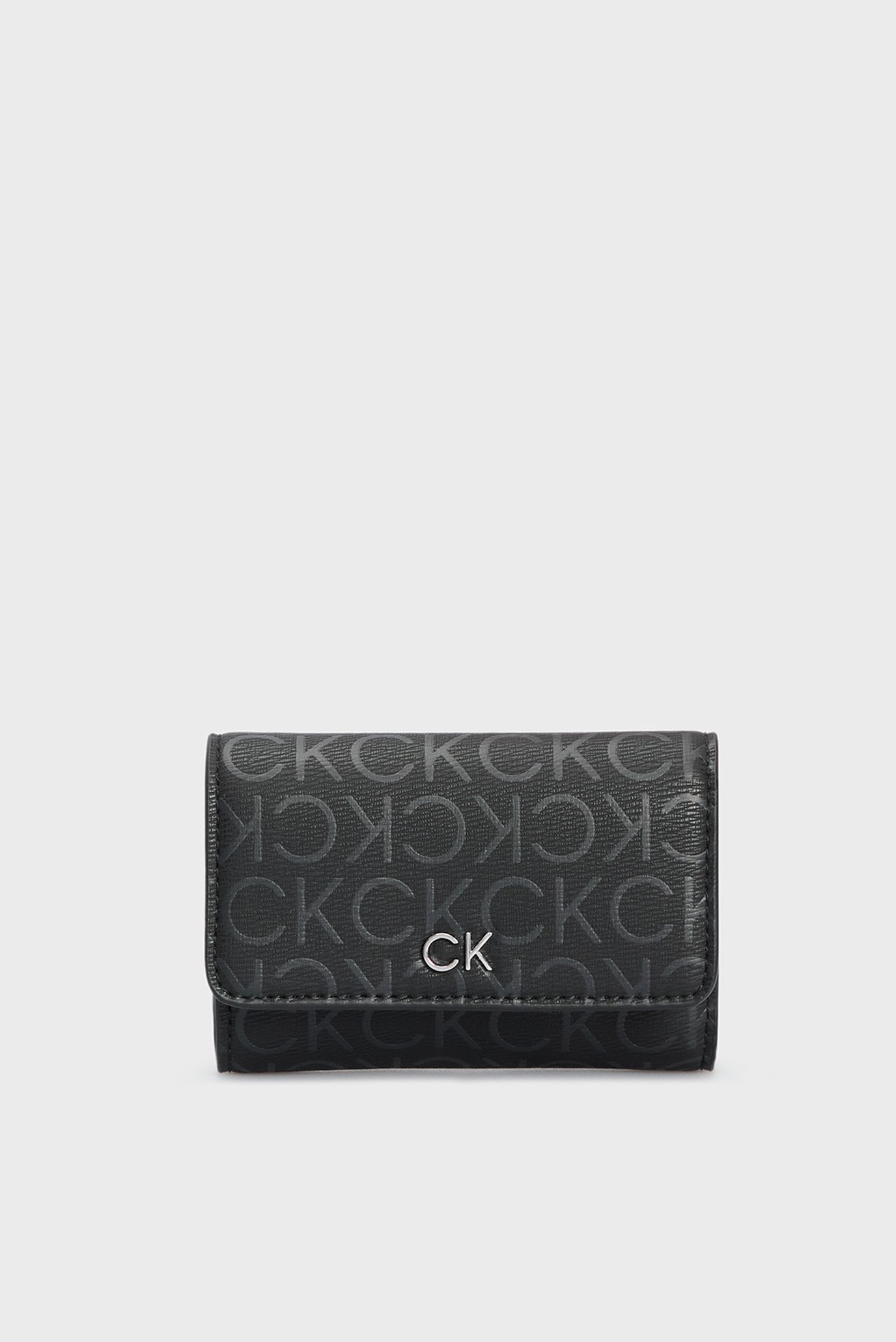 Жіночий чорний гаманець з візерунком CK DAILY SMALL TRIFOLD EPI MN 1