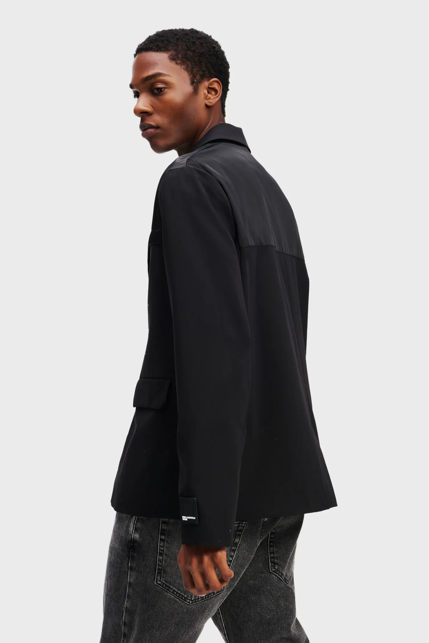 Чоловічий чорний піджак KLJ MIXED MATERIAL BLAZER 3