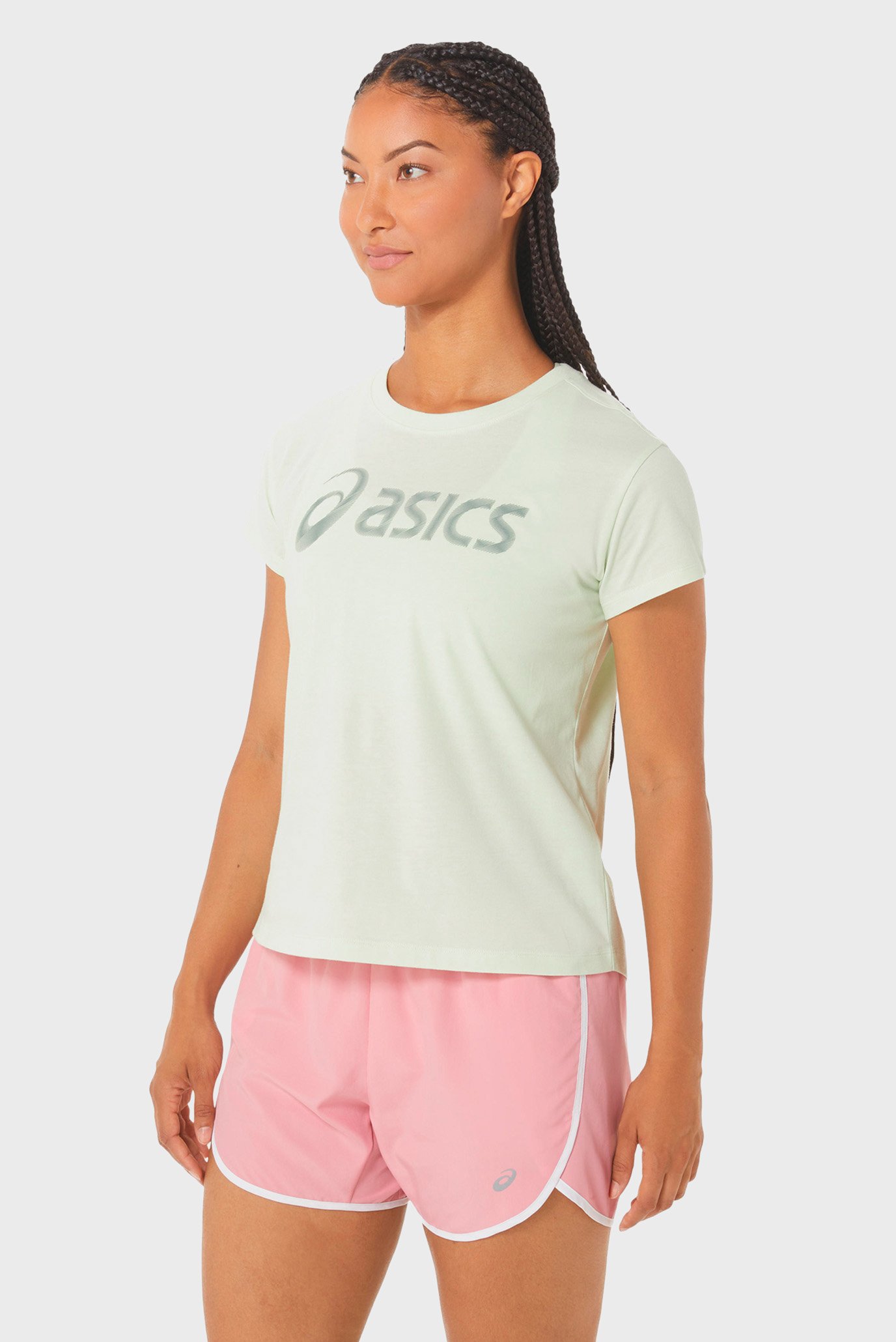 Женская мятная футболка ASICS BIG LOGO TEE III 1