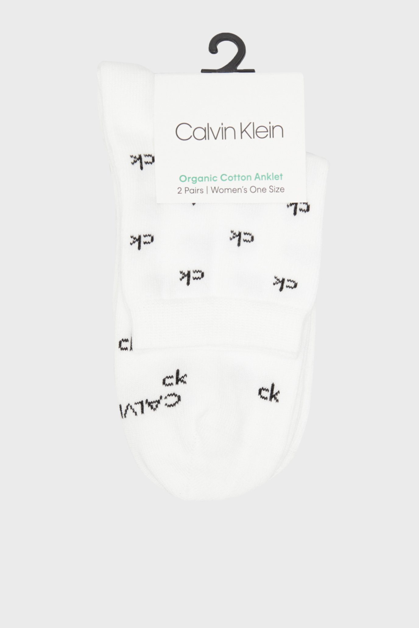 Женские белые носки (2 пары) CK WOMEN ORGANIC COTTON SHORT CREW GRETCHEN 1