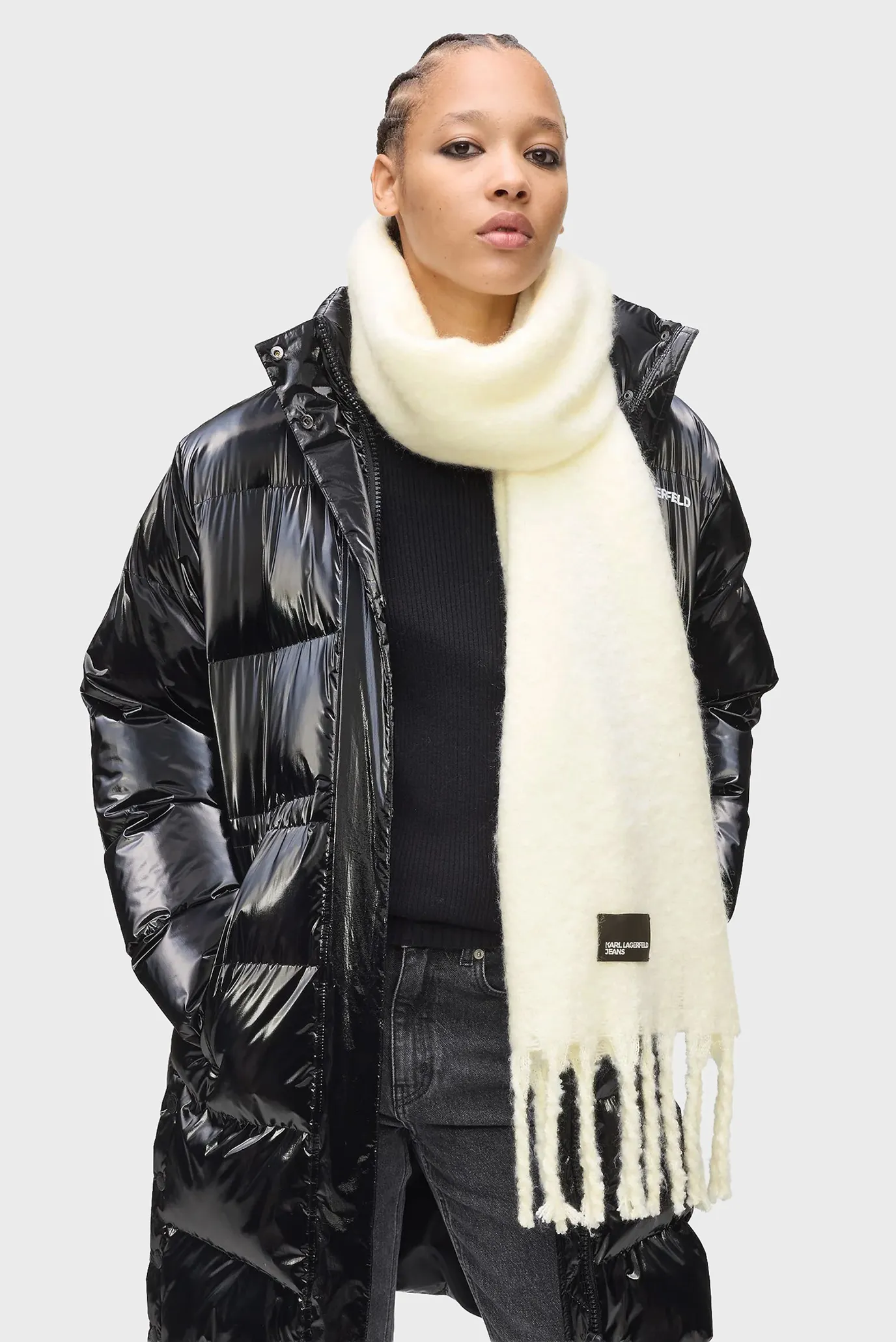 Жіночий білий шарф chunky 2