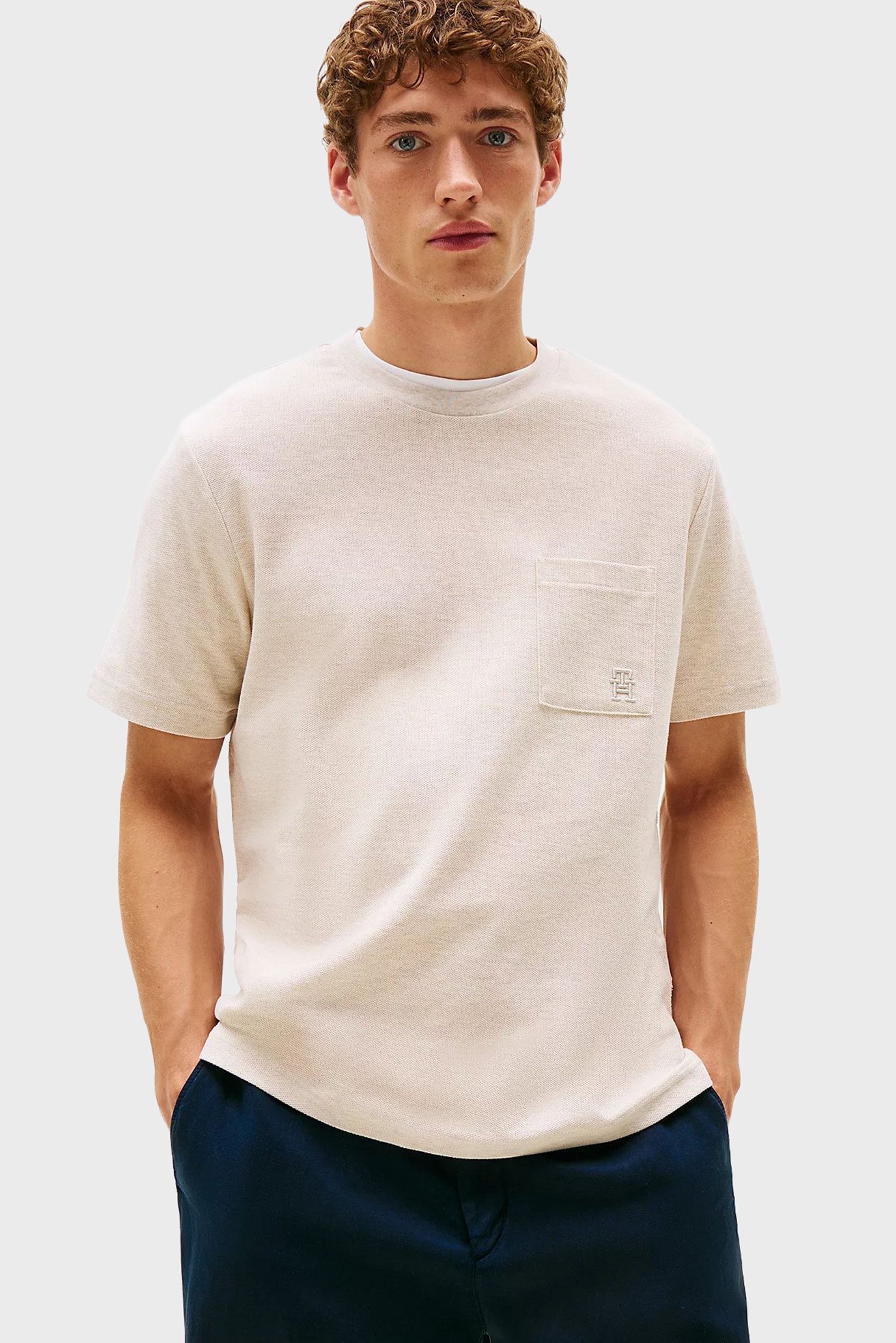 Мужская бежевая футболка MONOGRAM IMD Бежевый L Tommy Hilfiger MW0MW39365