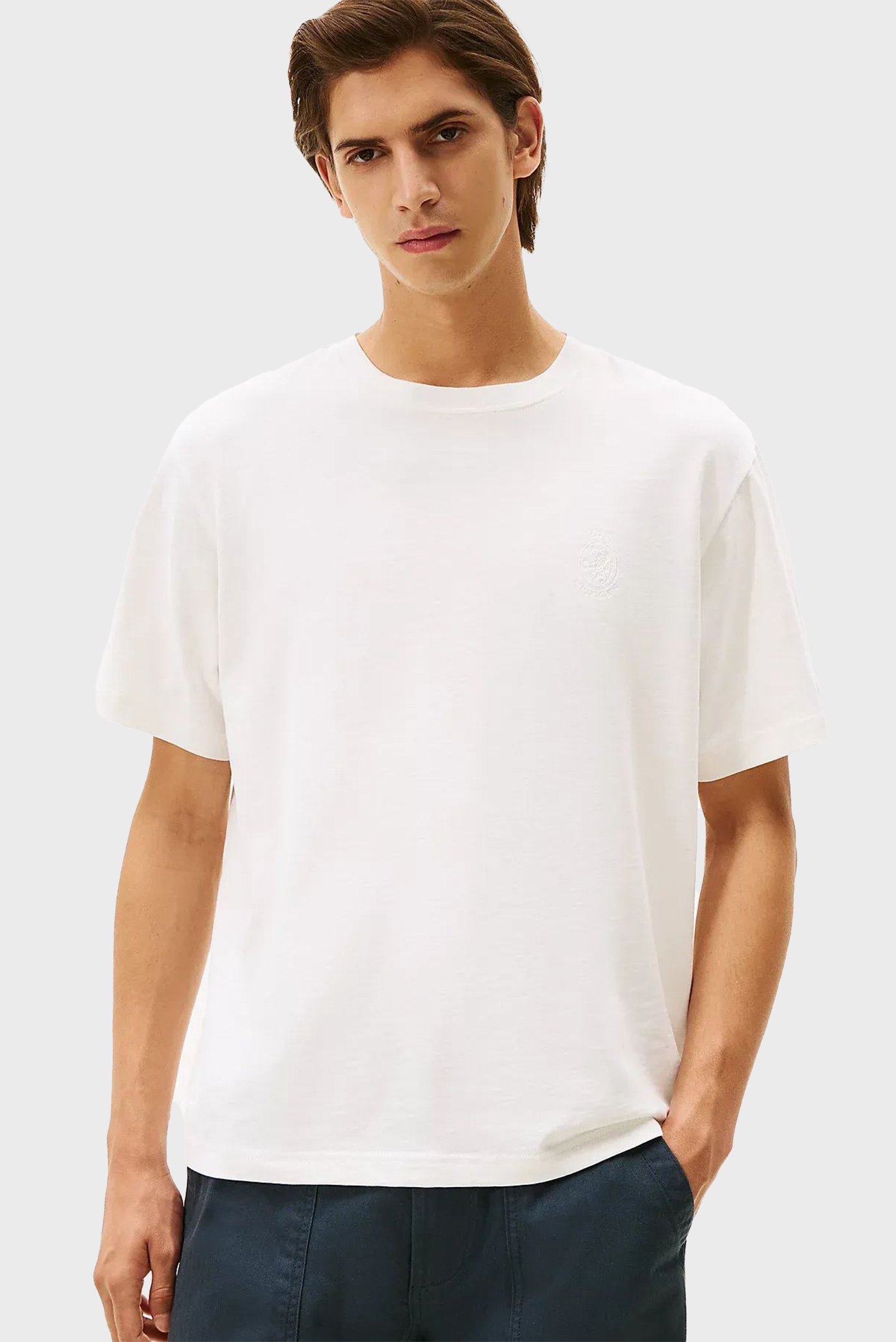 Мужская белая футболка SMALL CREST Белый M Tommy Hilfiger MW0MW40019