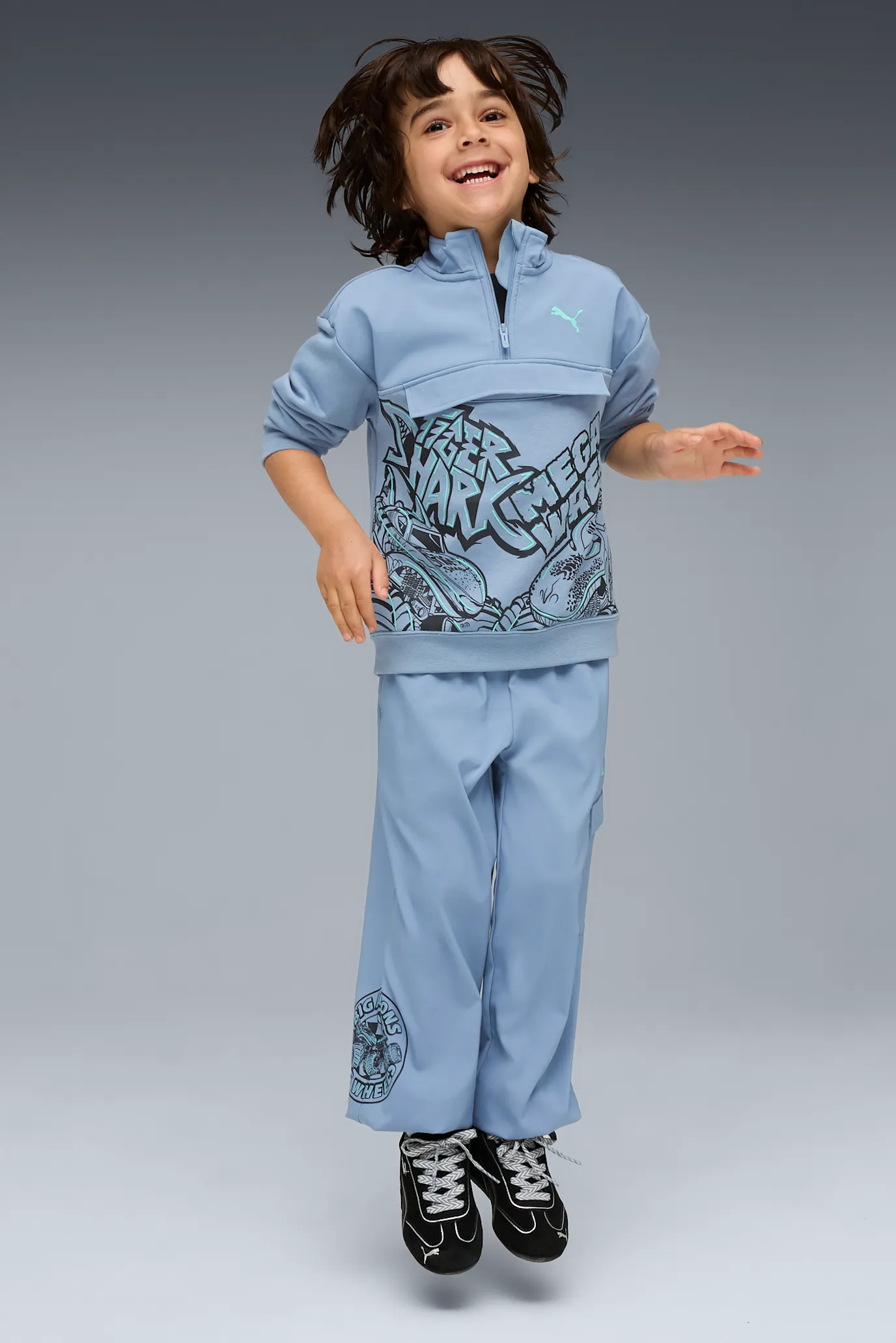 Детские черные замшевые кроссовки PUMA x HOT WHEELS™ MONSTER TRUCKS Speedcat Sneakers Kids 7