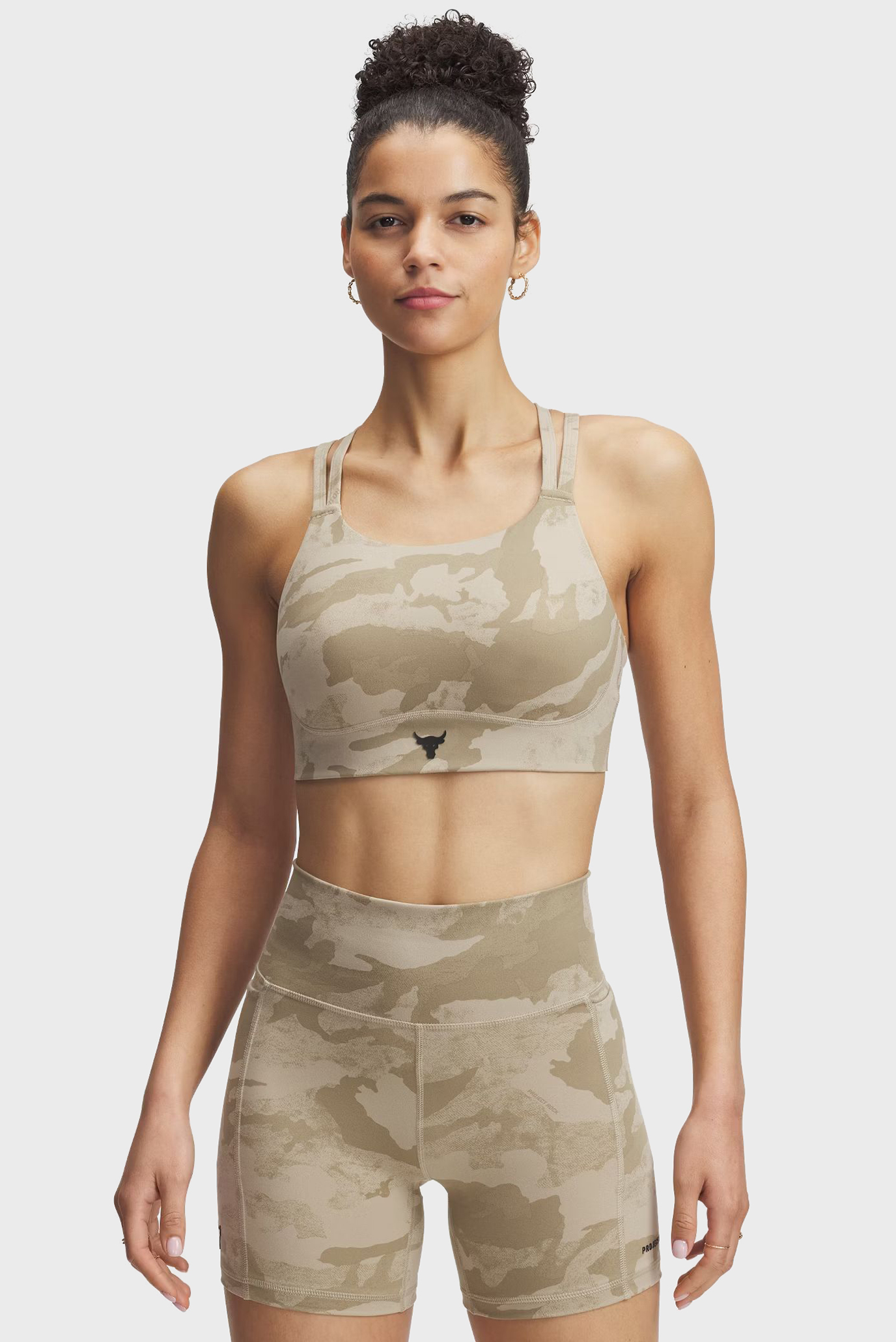 Женский бежевый камуфляжный топ Pjt Rck Bralette Бежевый M Under Armour 1389707-299 Женский бежевый камуфляжный топ Pjt Rck Bralette Бежевый M Under Armour 1389707-299