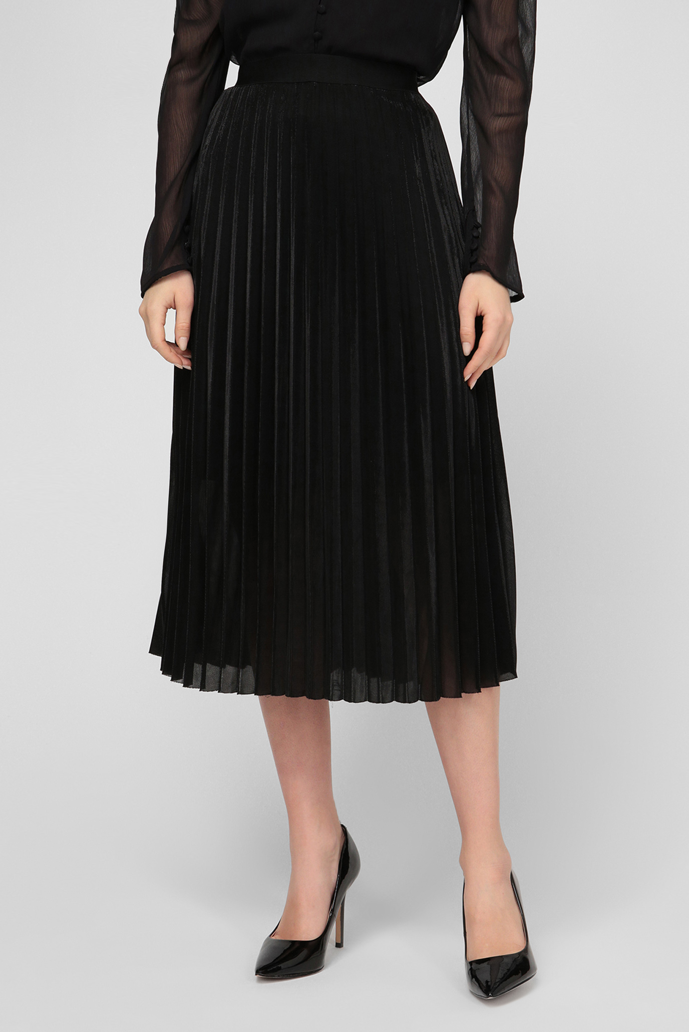 Женская черная плиссированная юбка 1