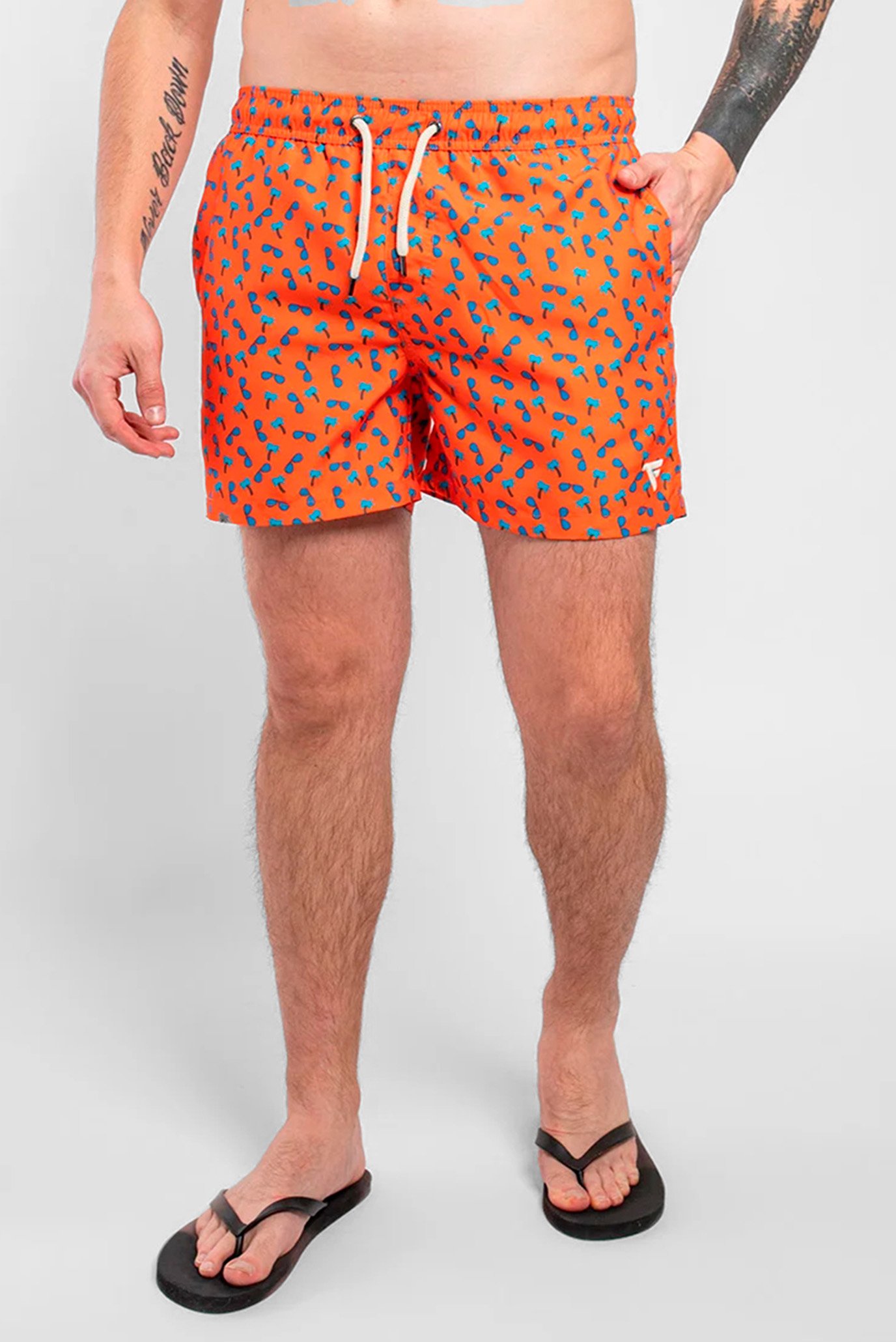 Чоловічі помаранчеві плавальні шорти з візерунком 1