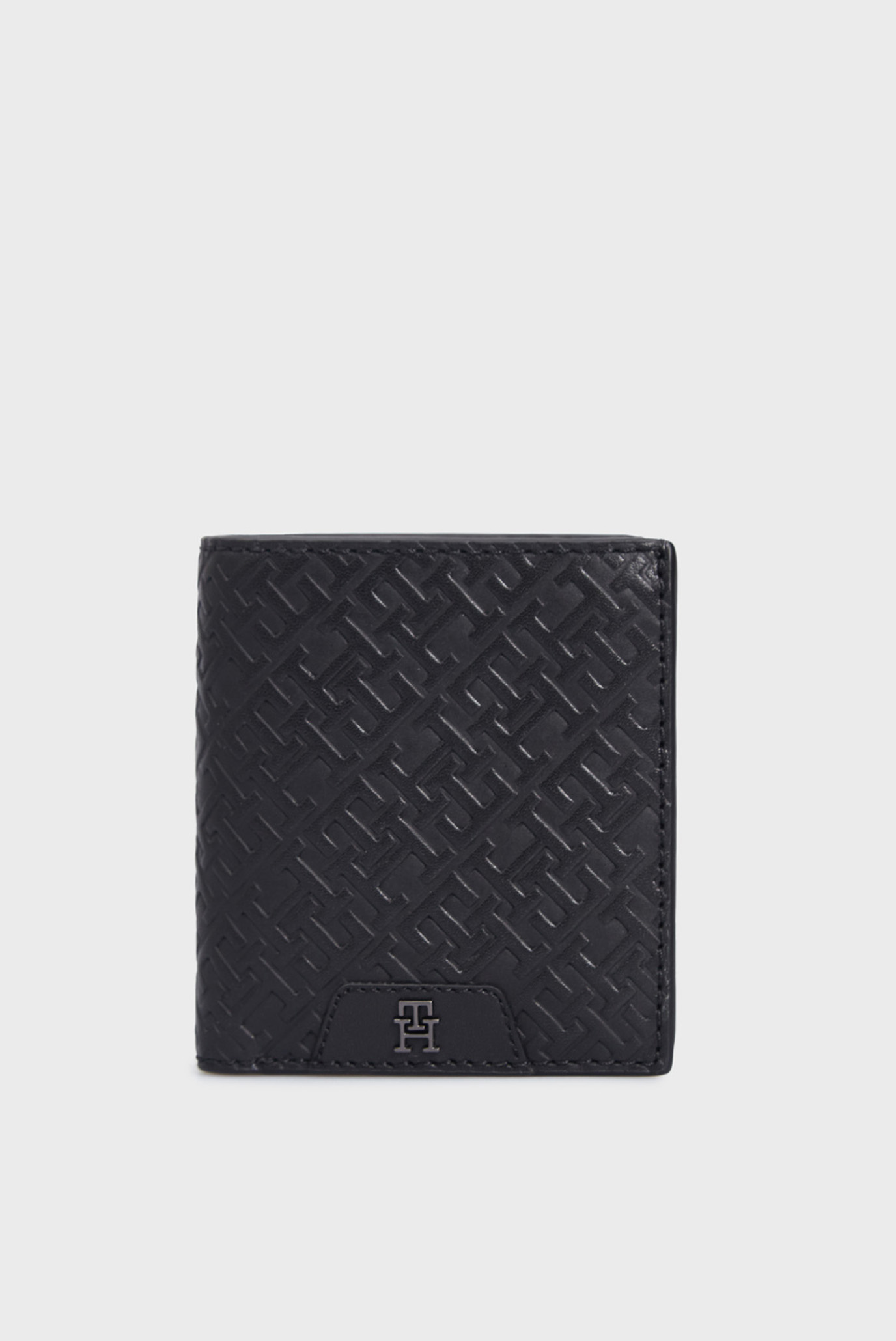 Мужской черный кожаный кошелек TH MONOGRAM TRIFOLD 1