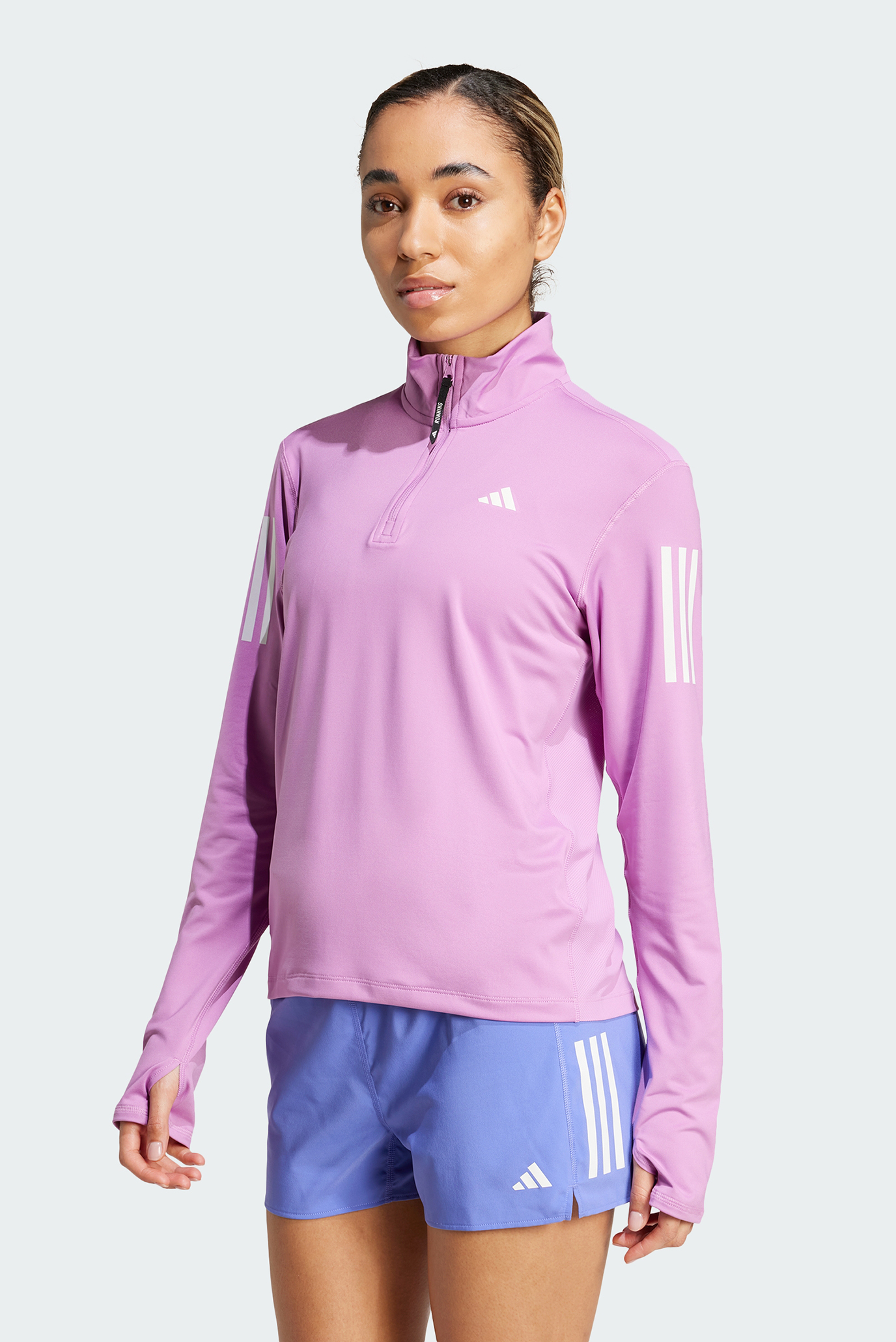 Женский сиреневый лонгслив Own the Run Half-Zip 1