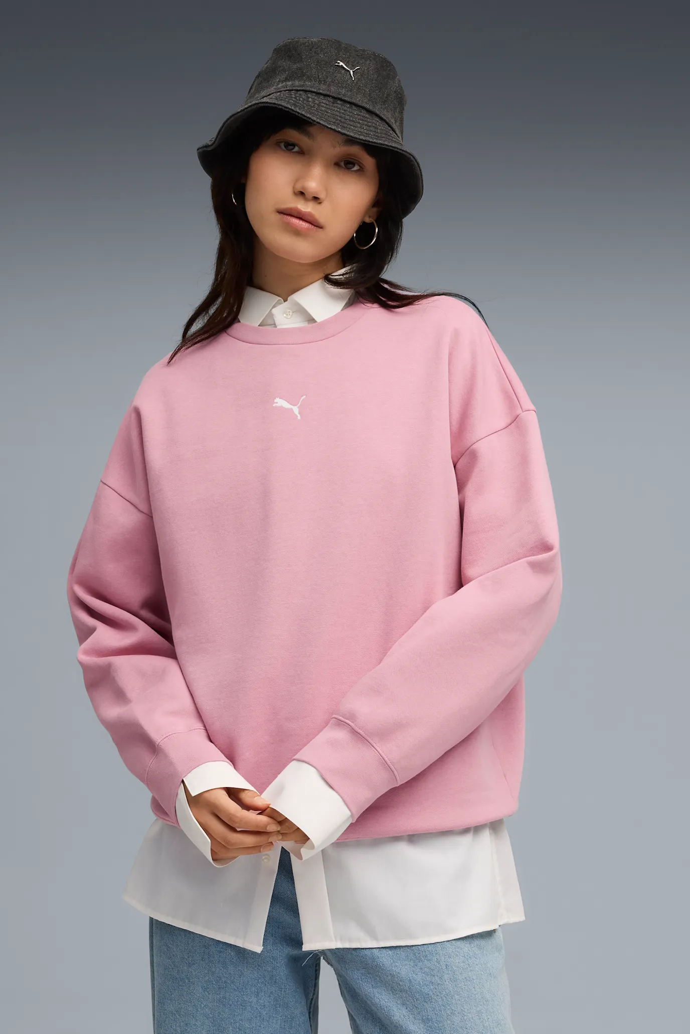 Женский розовый свитшот Essentials Oversized Crew Women 1