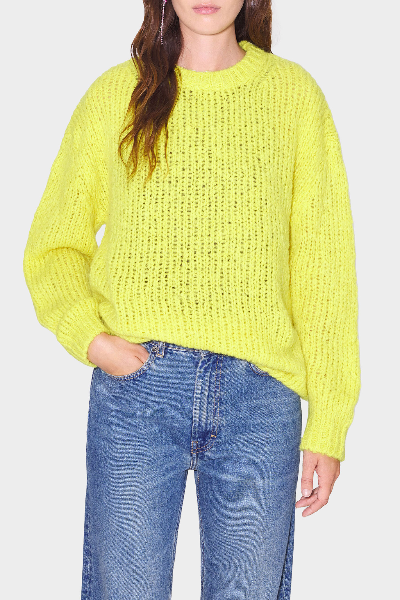 Женский желтый шерстяной свитер 1