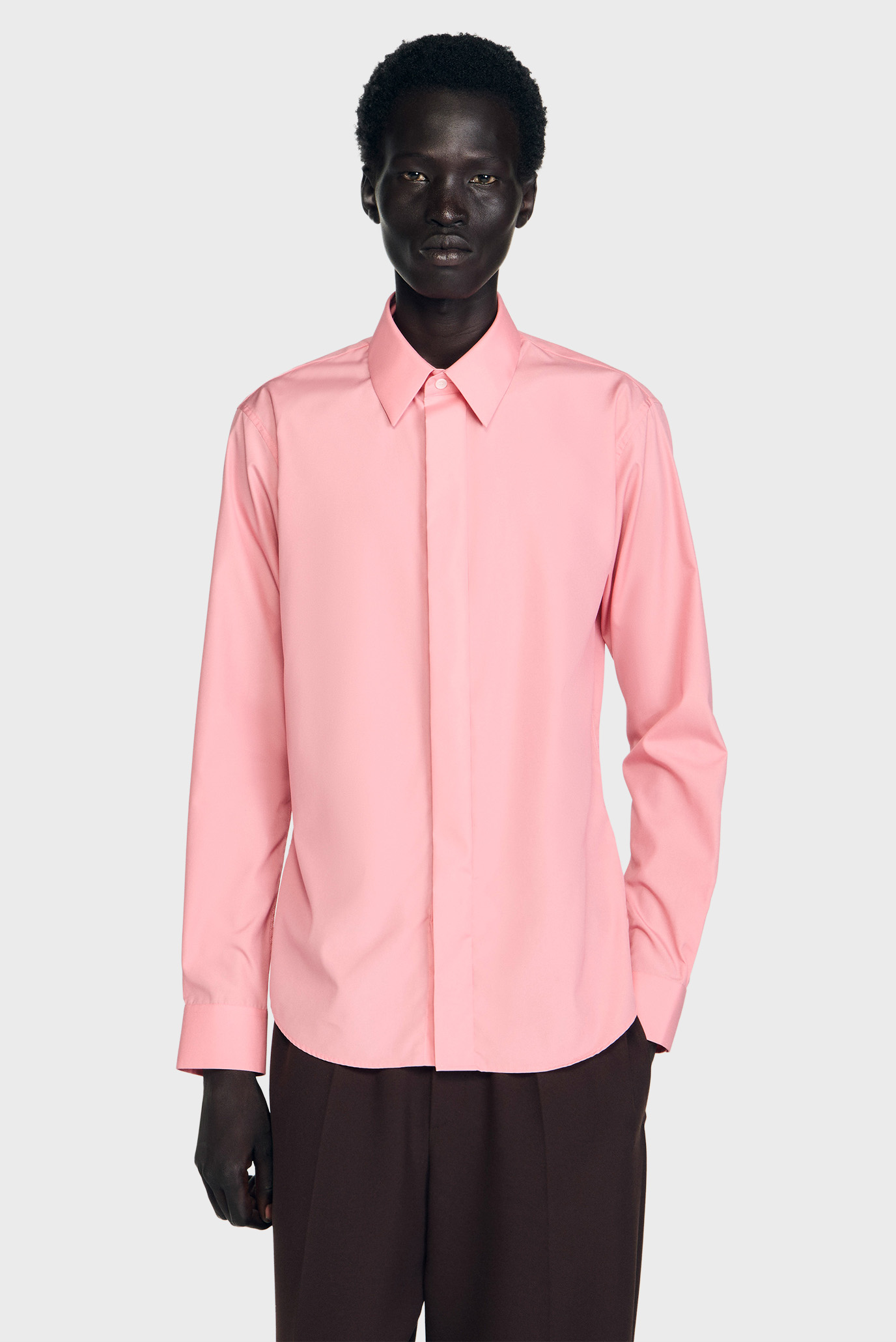 Мужская розовая рубашка Розовый M Sandro SHPCM01539_Baby pink Мужская розовая рубашка Розовый M Sandro SHPCM01539_Baby pink