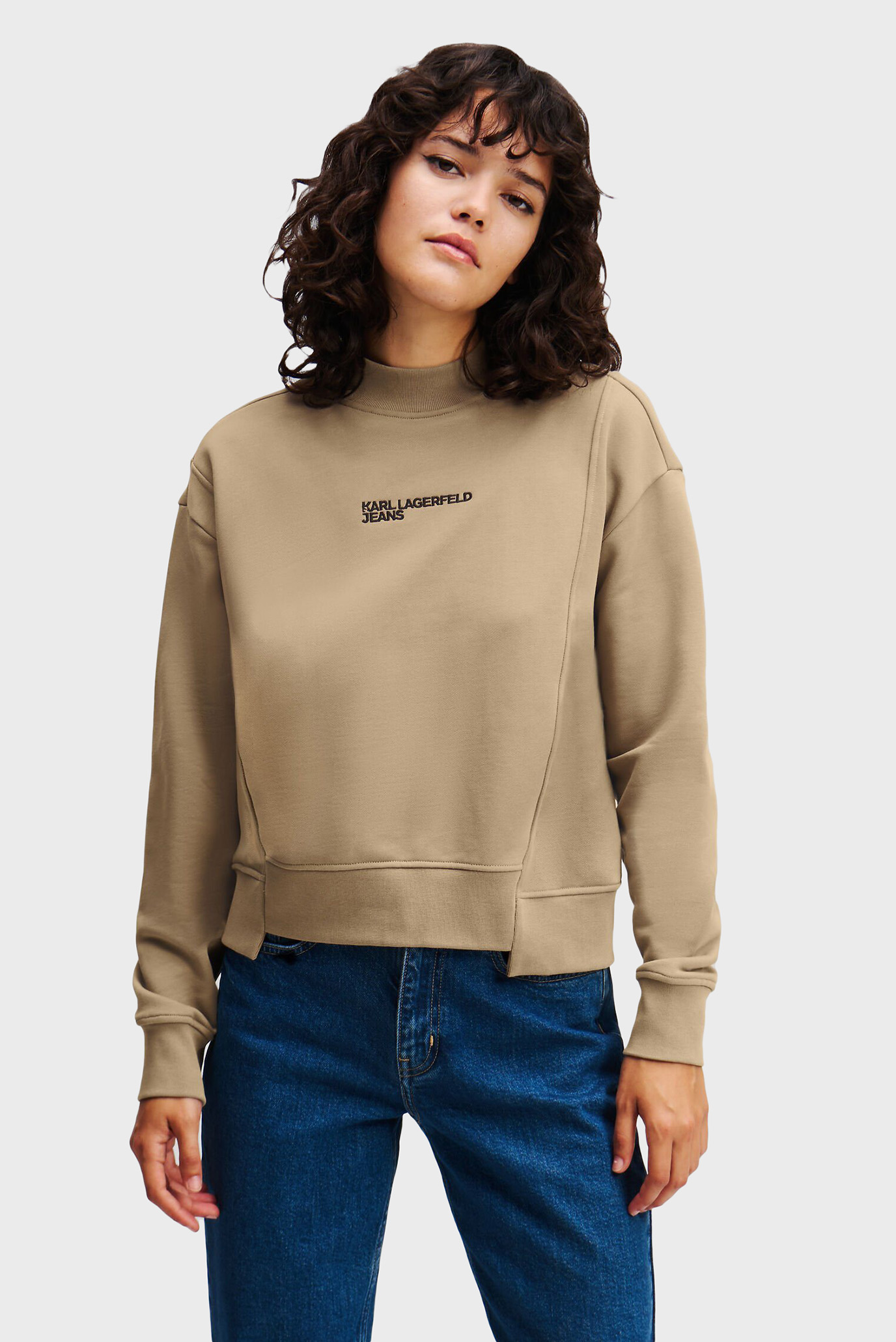 Женский бежевый свитшот KLJ ASYMMETRIC MOCK SWEAT 1