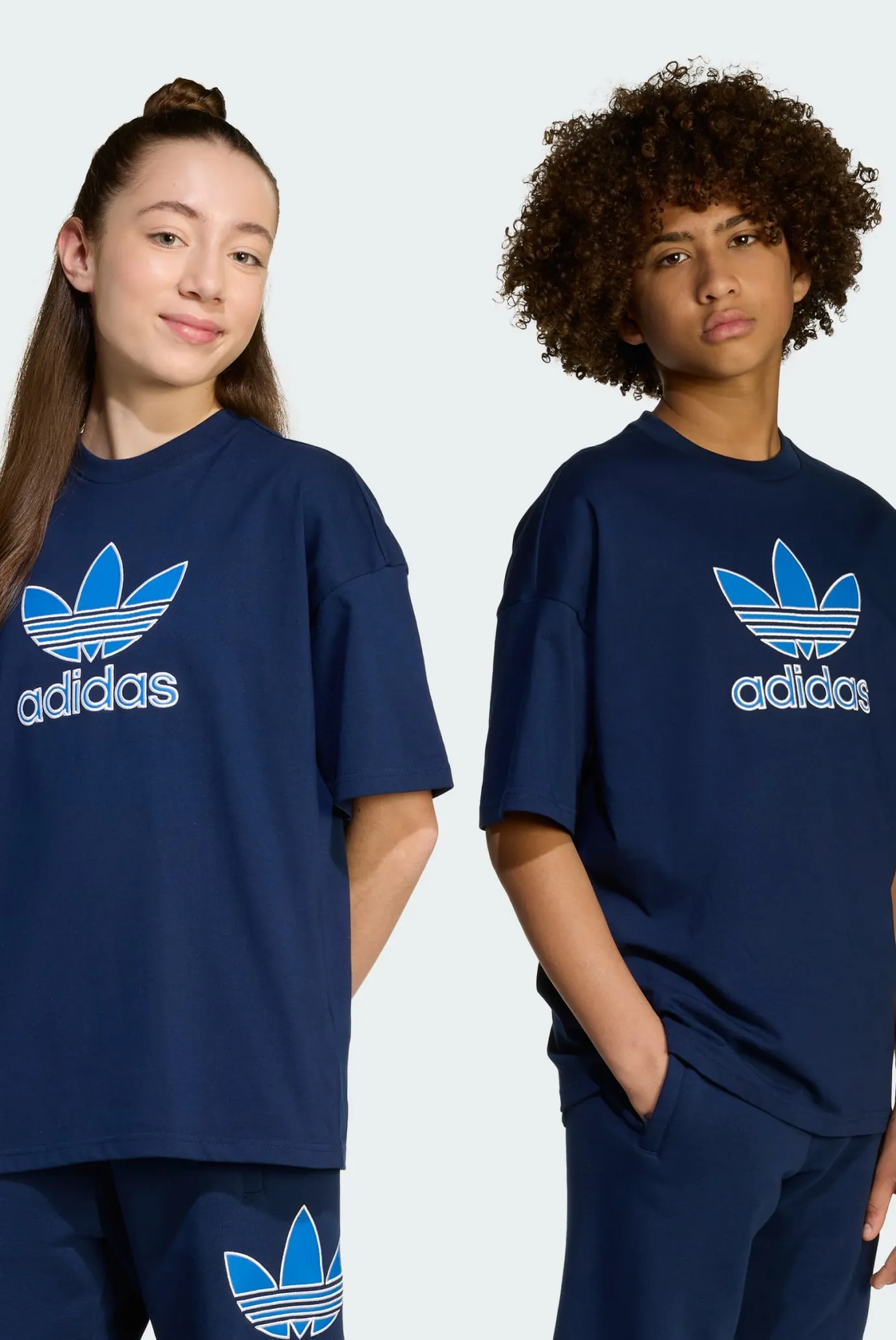 Детская темно-синяя футболка Oversize Trefoil 2