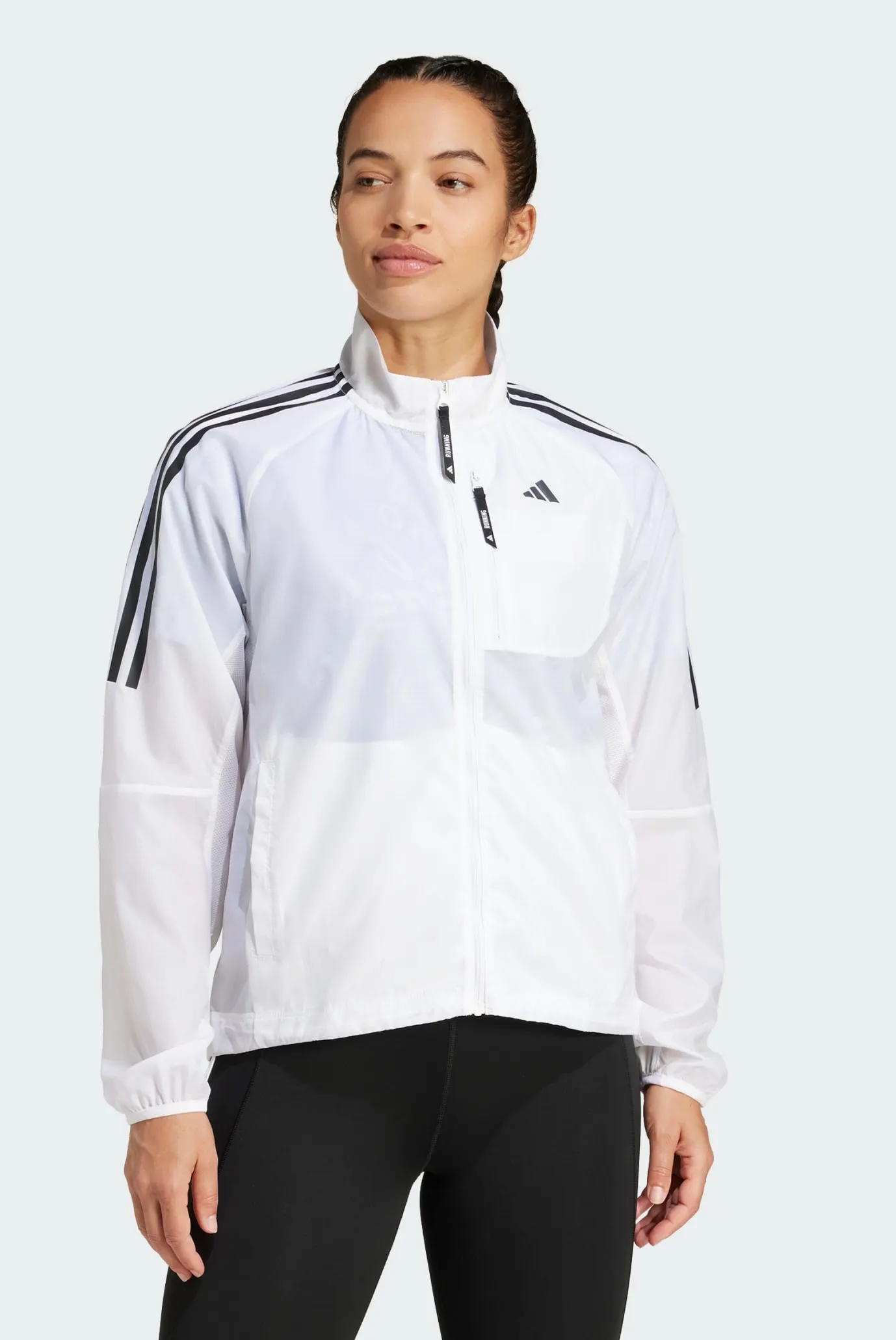 Жіноча біла вітровка Own the Run 3-Stripes 1