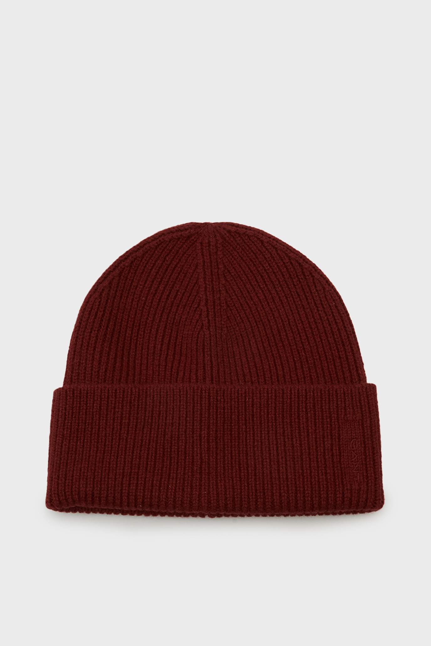 Женская бордовая шерстяная шапка WOOL RIBBED BEANIE 1