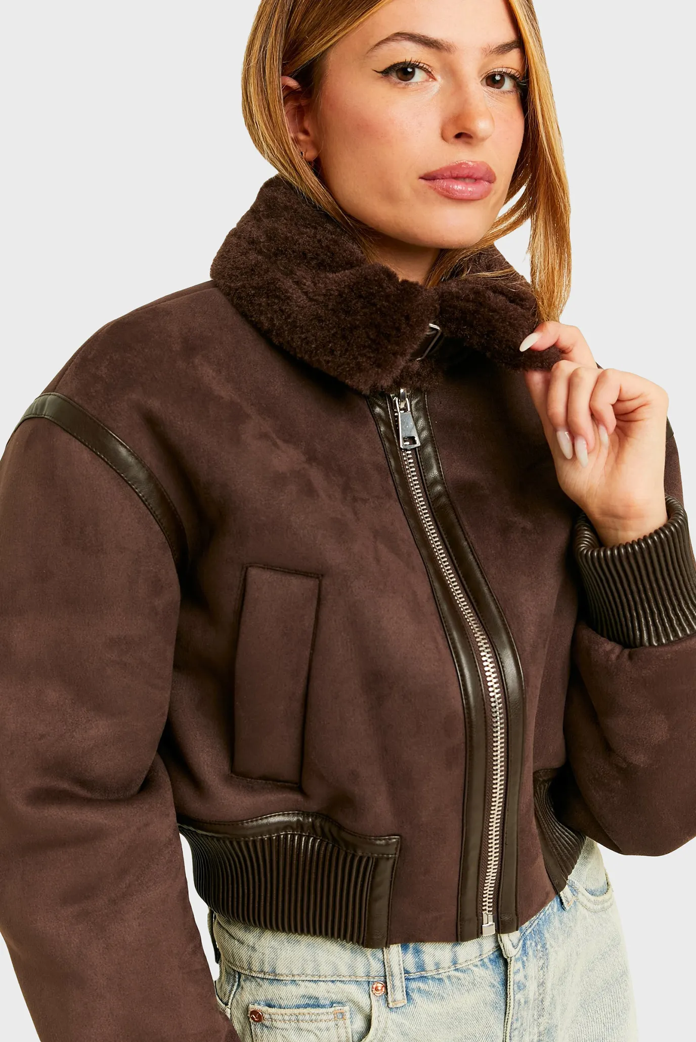 Жіноча коричнева дублянка 3