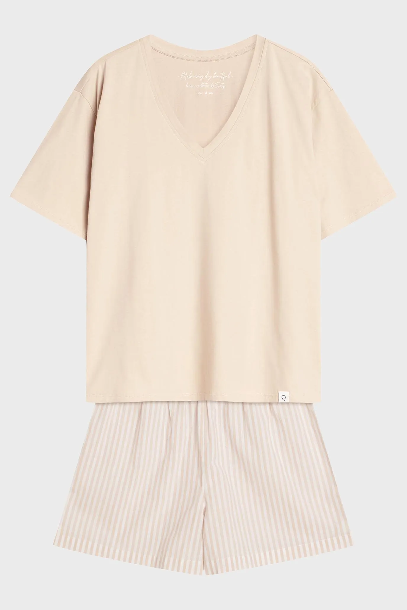 Женская бежевая пижама в полоску (футболка, шорты) Rossini 6