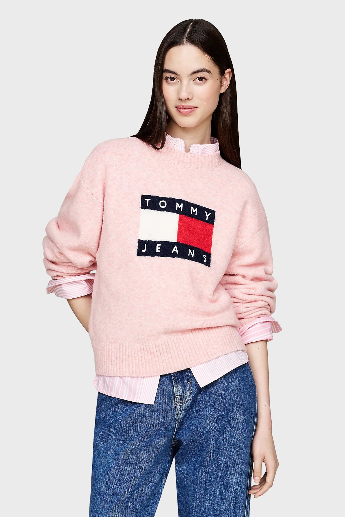 Женский розовый джемпер TJW MELANGE FLAG SWEATER EXT 1