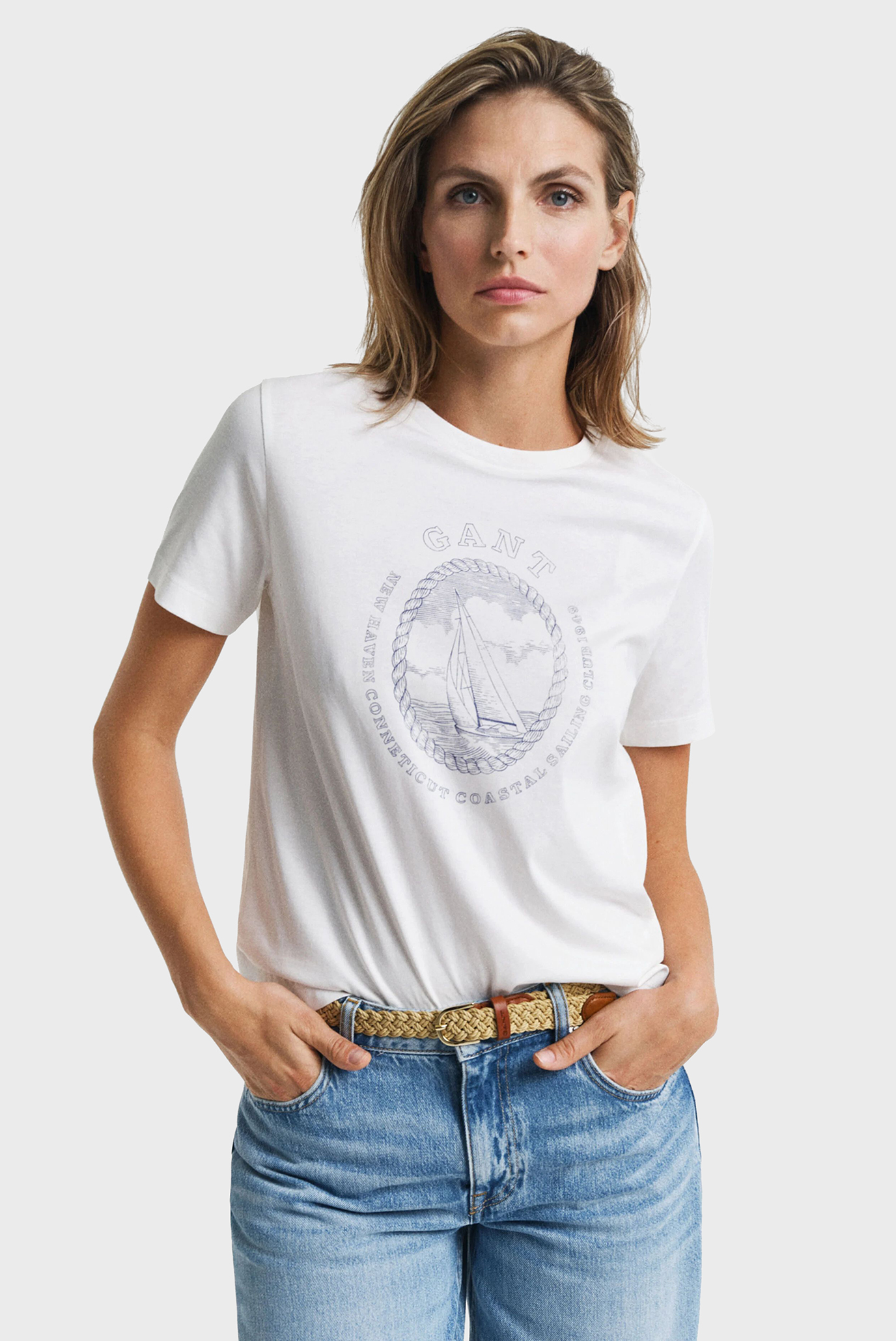 Женская белая футболка REG GRAPHIC Белый L Gant 4200590 Женская белая футболка REG GRAPHIC Белый L Gant 4200590