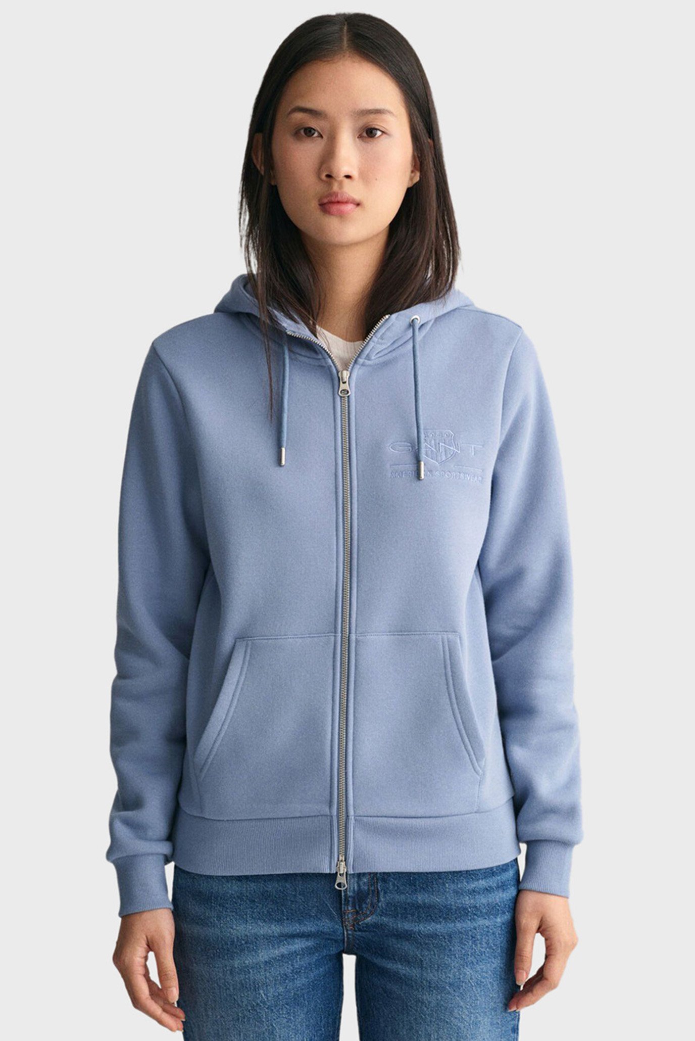 Жіноче блакитне худі REG TONAL SHIELD ZIP 1