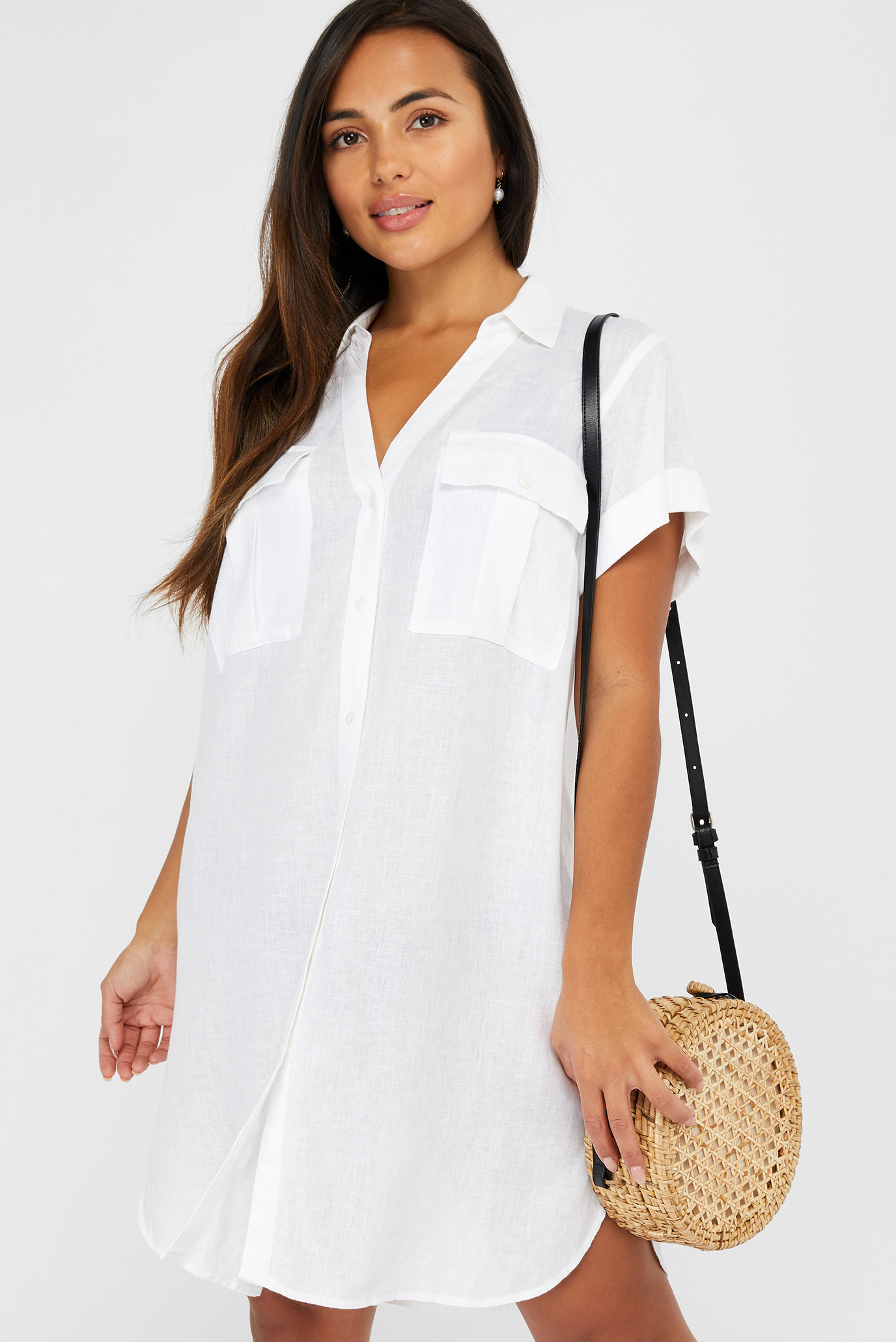 Женское белое платье-рубашка BEACH SHIRT 1
