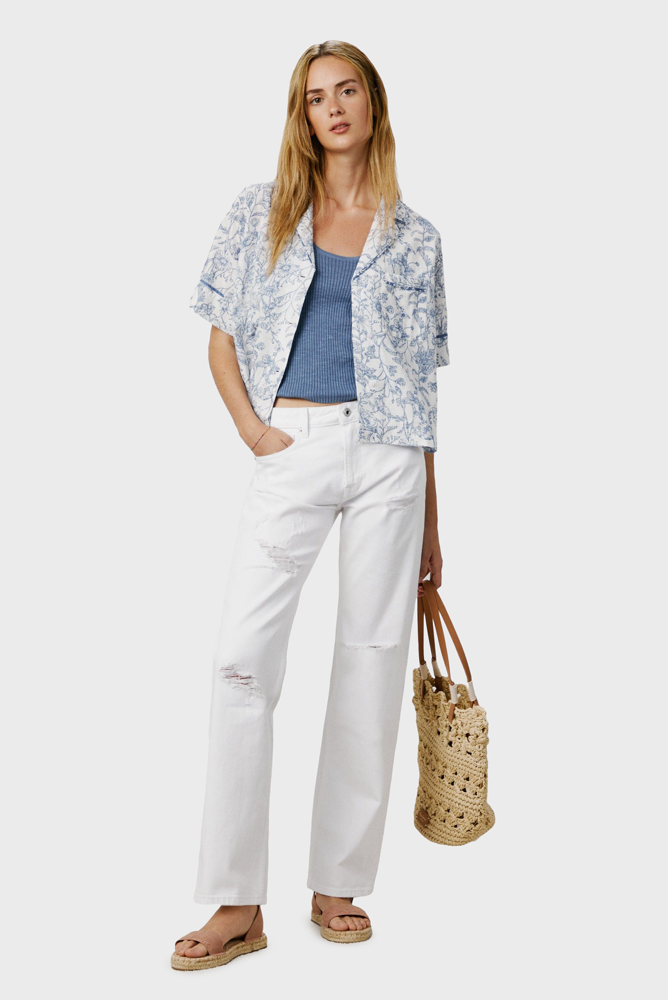 Женская синяя майка OTIN TOP Синий S Pepe Jeans PL702280 Женская синяя майка OTIN TOP Синий S Pepe Jeans PL702280