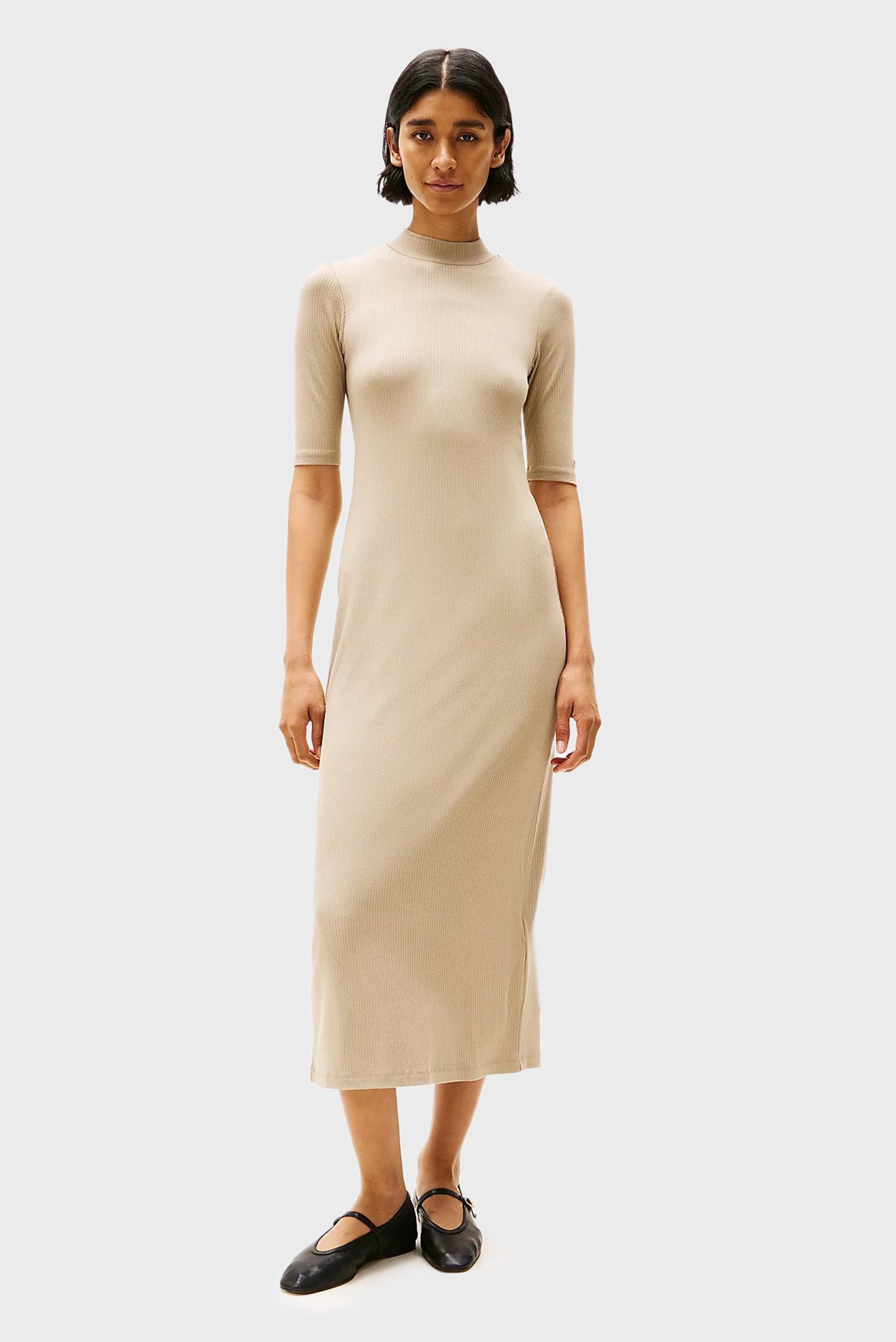 Жіноча бежева сукня SLIM 5X2 RIB MIDI DRESS 1/2 1