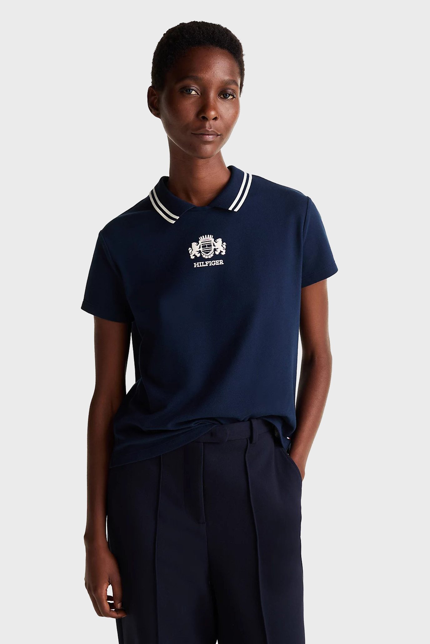 Жіноче темно-синє поло REG VARSITY C-NK POLO SS 1