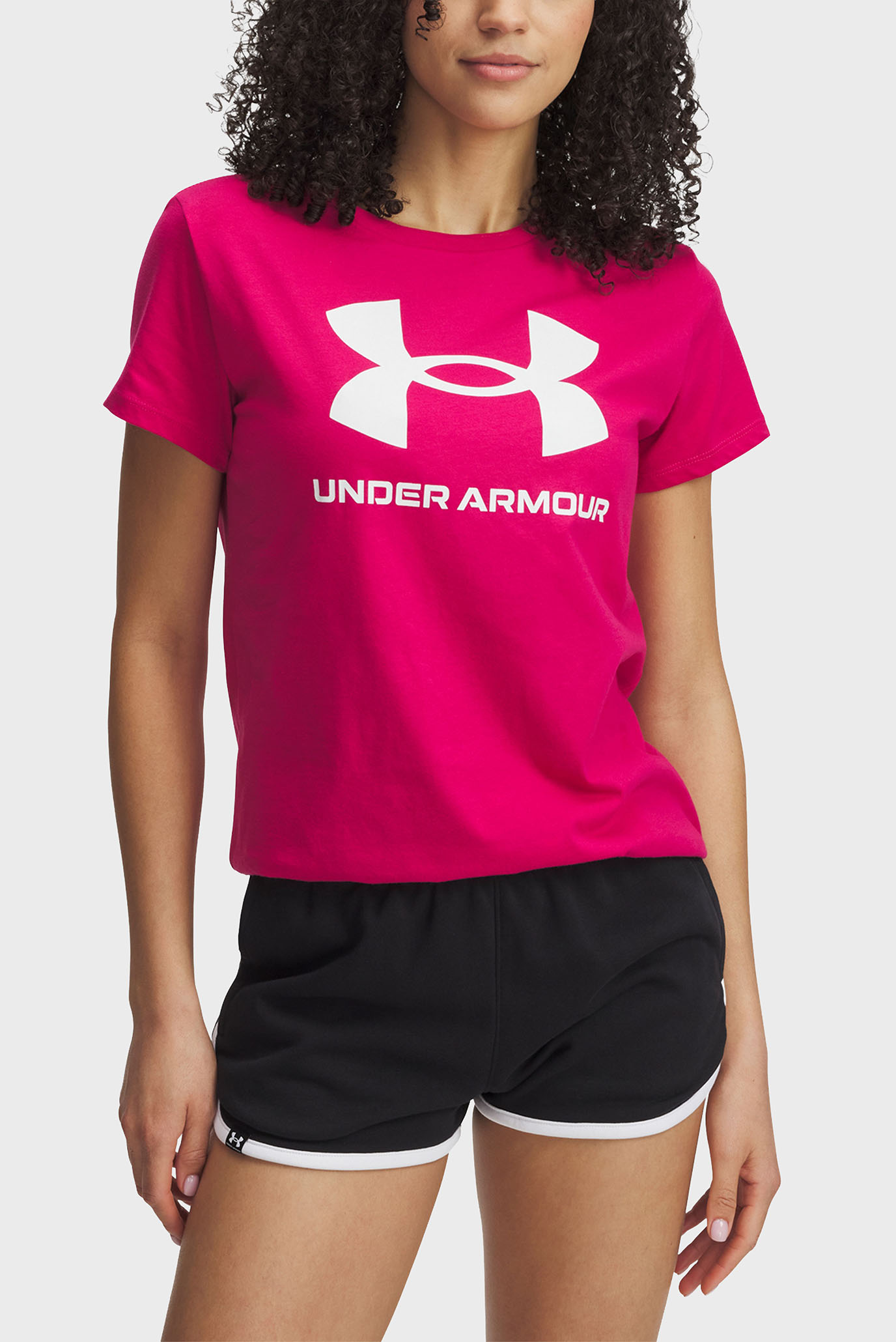 Женская малиновая футболка UA Logo SS Малиновый M Under Armour 1356305-681 Женская малиновая футболка UA Logo SS Малиновый M Under Armour 1356305-681