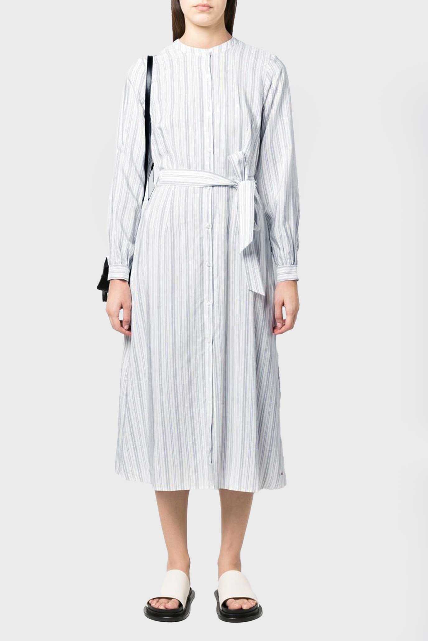 Жіноча біла сукня у смужку VIS STRIPE MIDI SHIRT DRESS LS 1